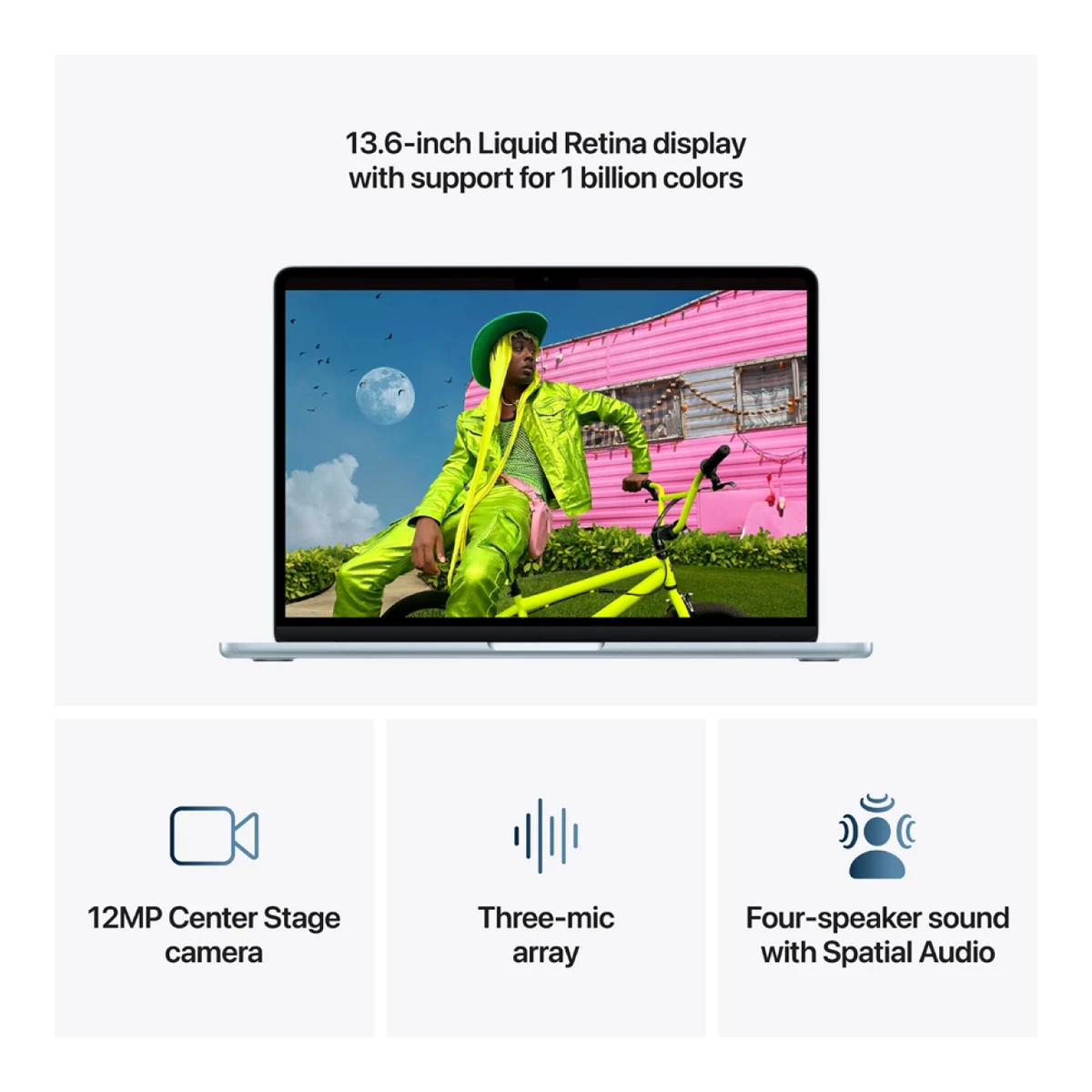 MacBook Air 13-inch,Sky Blue,Model A3449,M5 CHIP WITH 10C CPU, 8C GPU,16GB unified memory,30W USB-C Power Adapter,512GB SSD storage,Two Thunderbolt 4 Ports,Touch ID,Liquid Retina display,Force Touch Trackpad, KEYBOARD-INT