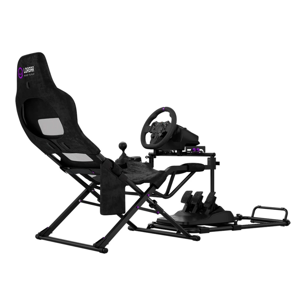 LORGAR FLEX RAF1, Sim Racing Cockpit Advanced, Foldable, 150x72x113 cm-playing, 38x72x126cm-folded, Black