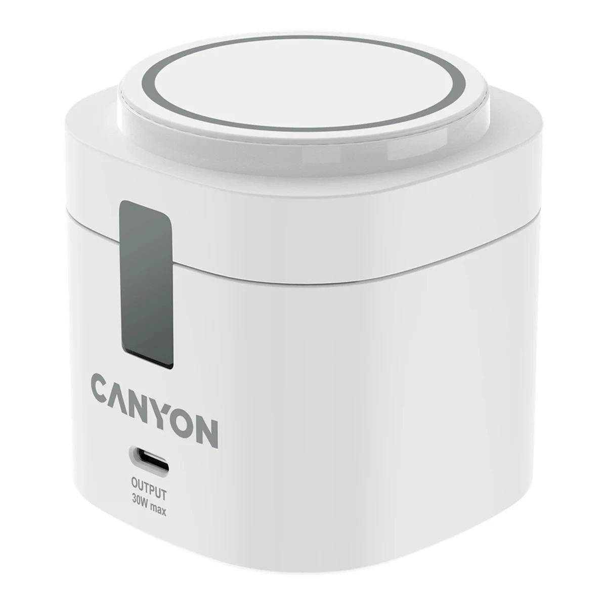 Canyon 4 in 1 Wireless Charging Stand, 30W max, Size: 70x70x70.3mm, weight: 414g, with 65W charger and 1M cable, white