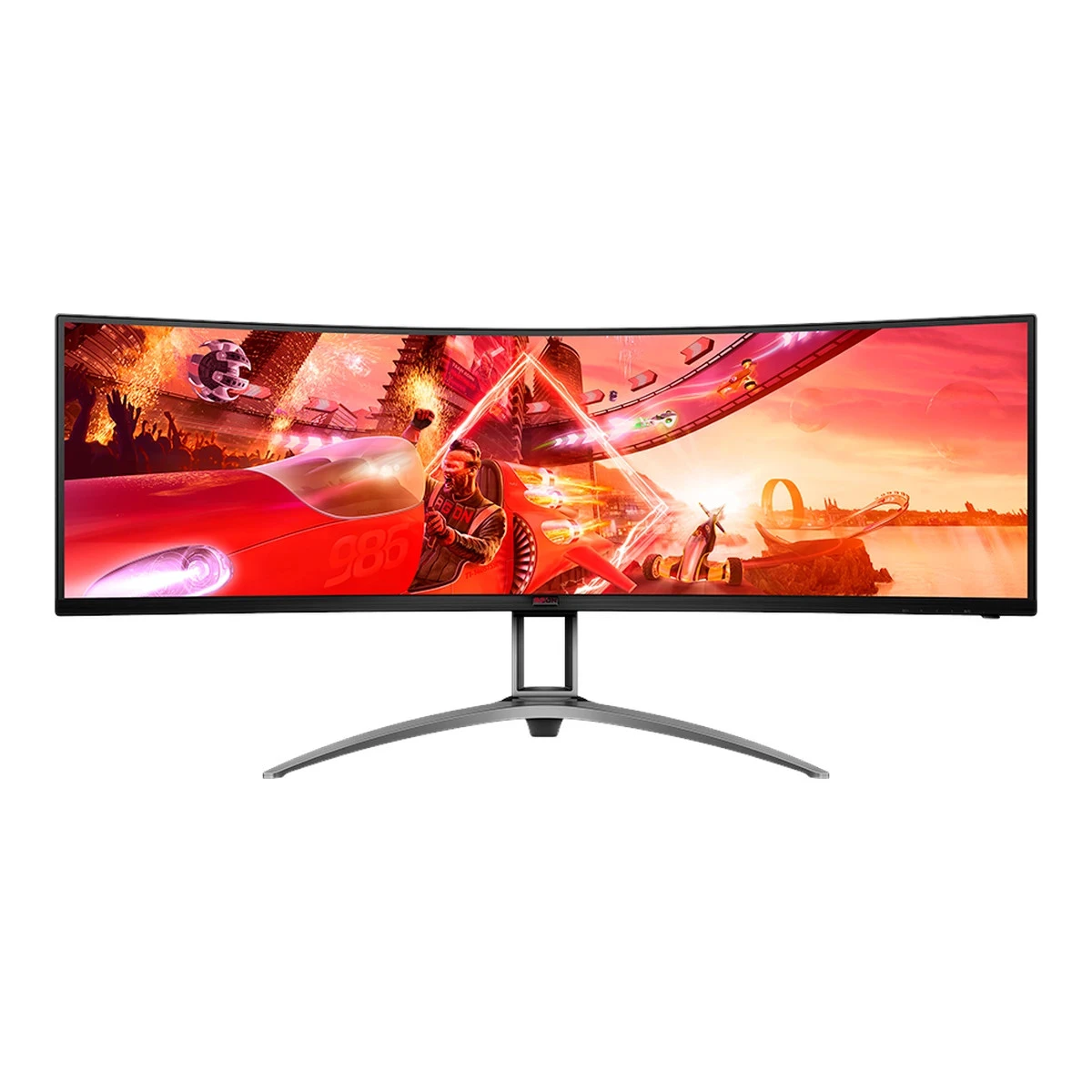 AOC Agon AG493UCX2 49" (48.8" viewable) Curved Gaming monitor, DQHD (5120x1440), 32:9, VA, 1800R, 165Hz, 4ms (GTG), 400 cd/m2, 3000:1, Adaptive Sync, HDR400, USB hub, 1x USB-C (DP Alt mode, PD 65W), 3x HDMI 2.0, 1x DP 1.4, Speakers, Ergo