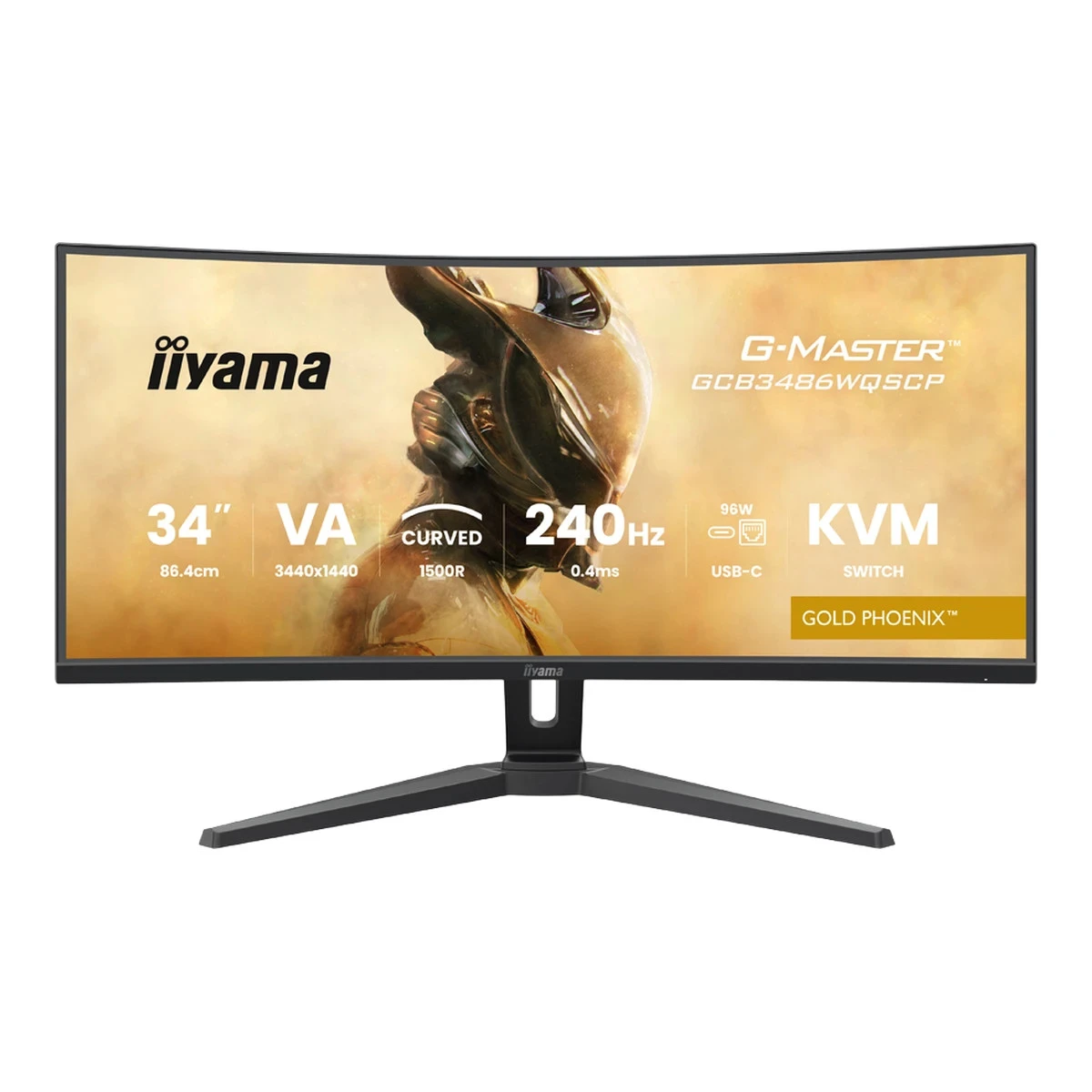 34" UW VA-panel, Curved Gaming 1500R,G-Master Gold Phoenix, 3440x1440-240Hz (21:9),0,4ms (MPRT),500cdm HDR400,FreeSync Premium,Speakers,2xHDMI (2.1) VRR/ALLM,2xDisplayPort, USB-C DOCK (LAN/KVM/95W PD),USB 2x3,2+1xC, PIP/PBP,13cm Height Adj. Stand