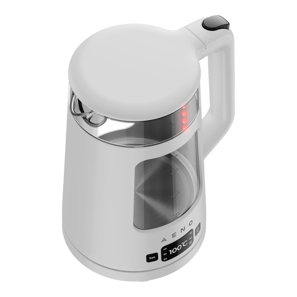AENO Electric Kettle EK6: 1850-2200W, 2L, Strix, Square-shaped body, Transparent lid, High Resistant Glass, LED-Illumination, Auto Power Off, Dry tank Protection