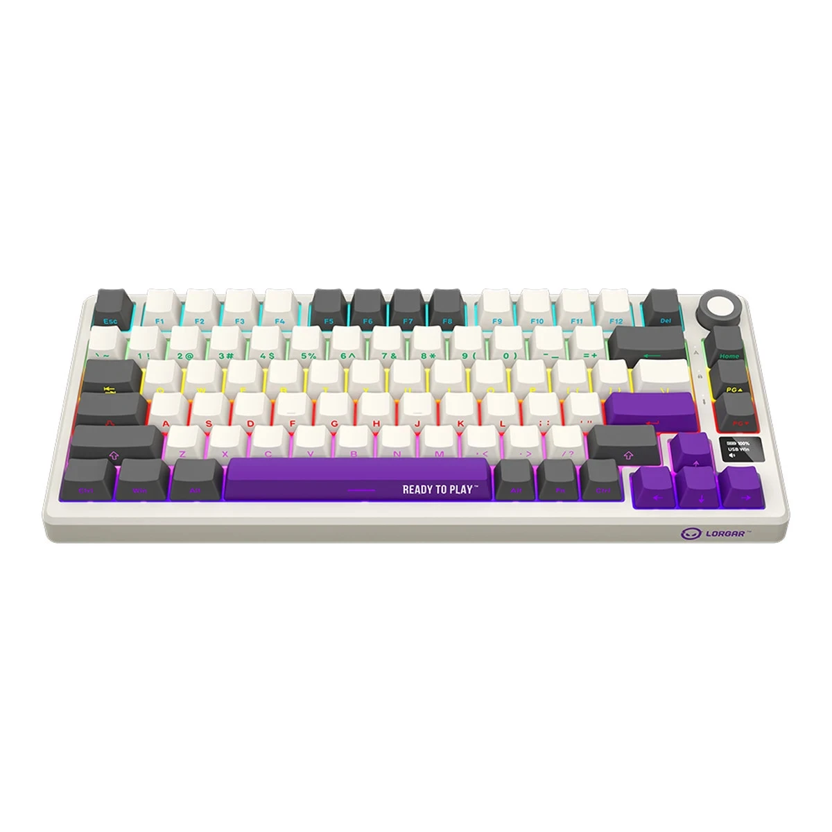 LORGAR KBP7075W, Wireless 75% Mechanical Gaming Keyboard Pro, Beige, EN layout