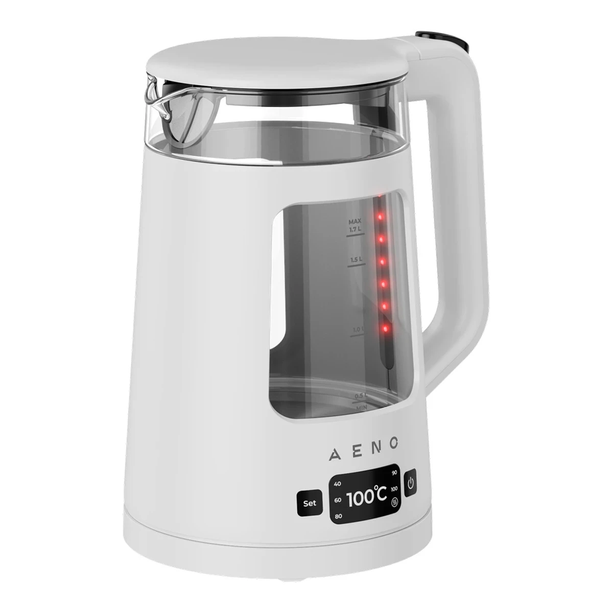 AENO Electric Kettle EK6: 1850-2200W, 2L, Strix, Square-shaped body, Transparent lid, High Resistant Glass, LED-Illumination, Auto Power Off, Dry tank Protection