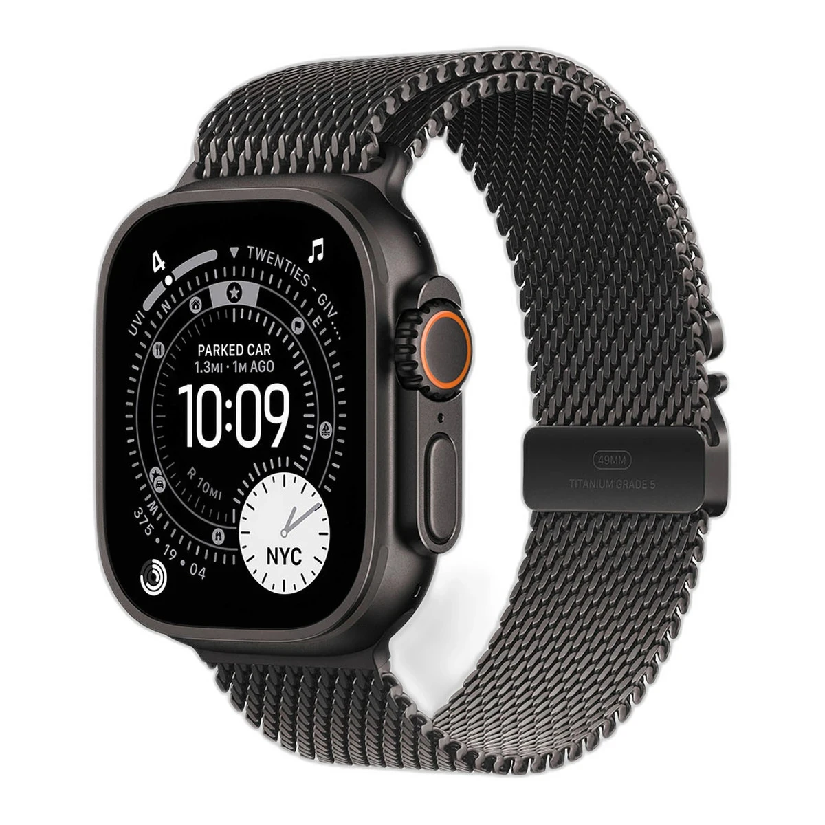 Apple Watch Ultra 3 Cellular 49mm Black Titanium Case with Black Titanium Milanese Loop - Medium