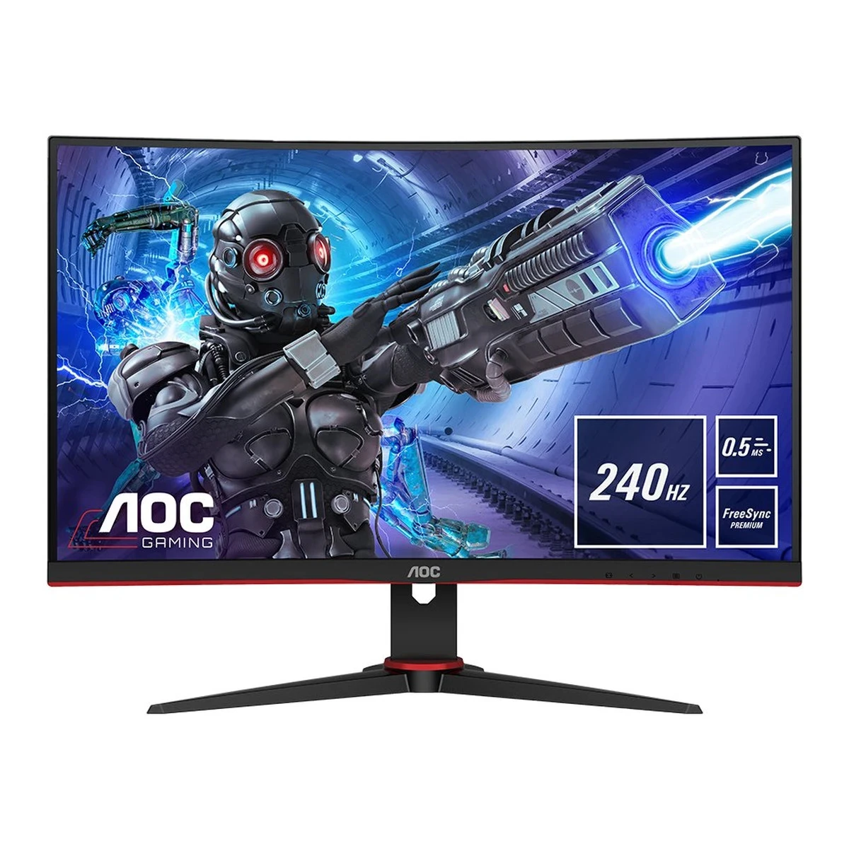AOC Monitor LED C32G2ZE 32” Gaming Curved 240Hz (31.5“, 16:9, 1920x1080, VA, Antiglare + 3H, 240Hz, 300 cd/m², 4000:1, 1 ms, 2xHDMI, DP, Tilt, Frameless) Black-Red, 3y