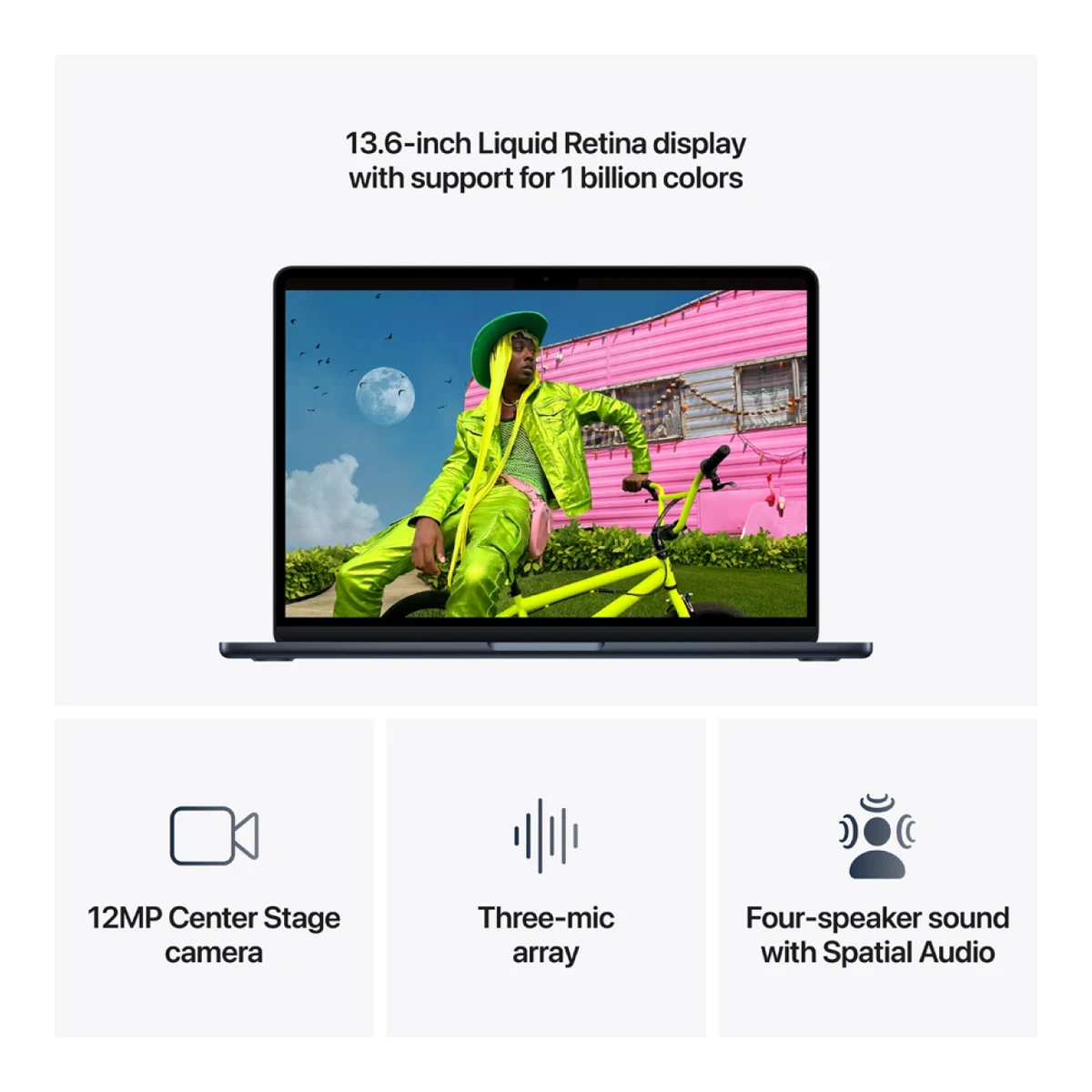 MacBook Air 13-inch,Midnight, Model A3449,M5 CHIP WITH 10C CPU, 8C GPU,16GB unified memory,30W USB-C Power Adapter,512GB SSD storage,Two Thunderbolt 4 Ports,Touch ID,Liquid Retina display,Force Touch Trackpad, KEYBOARD-INT