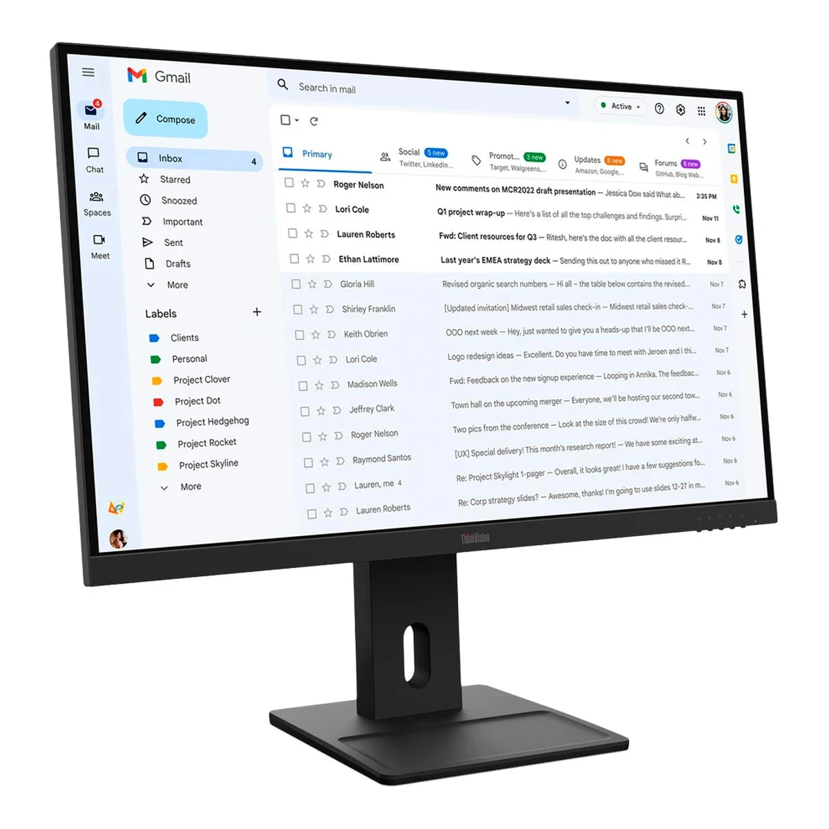ThinkVision E27-40, 23.8" IPS, 1920x1080 FHD, 1500:1, 300 nits, 100Hz, 178 / 178, 16:9, 4/6ms, HDMI, DP, VGA, 2x 2w, Tilt, Swivel, Pivot, Height Adjust Stand, VESA, Raven Black, 3Yr