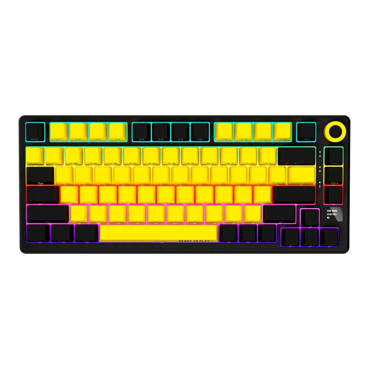 LORGAR KBP7075W, Wireless 75% Mechanical Gaming Keyboard Pro, Black/yellow, EN layout