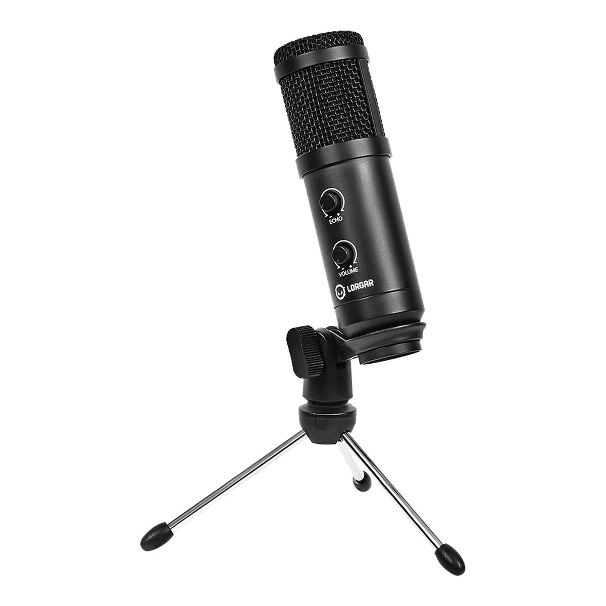 LORGAR Soner 313, Gaming Microphones, Black, USB condenser microphone with Volume Knob & Echo Kob, including 1x Microphone, 1 x 2.5M USB Cable, 1 x Tripod Stand, 1 x User Manual, body size: Φ47.4*158.2*48.1mm, weight: 243.0g