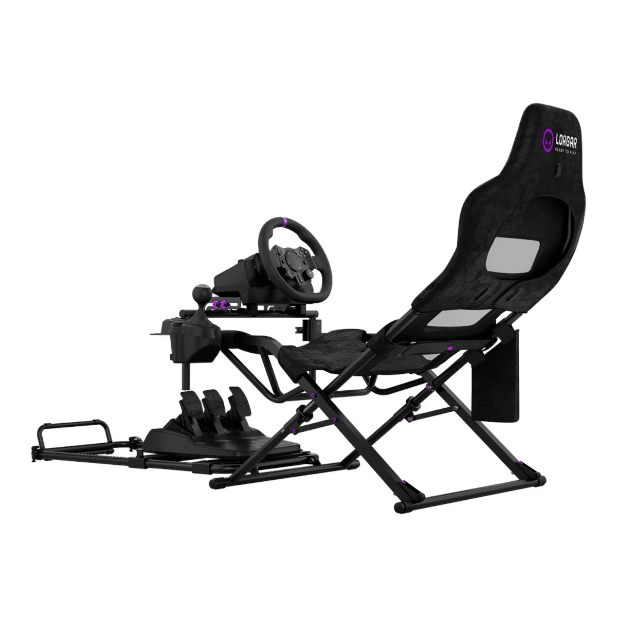 LORGAR FLEX RAF1, Sim Racing Cockpit Advanced, Foldable, 150x72x113 cm-playing, 38x72x126cm-folded, Black