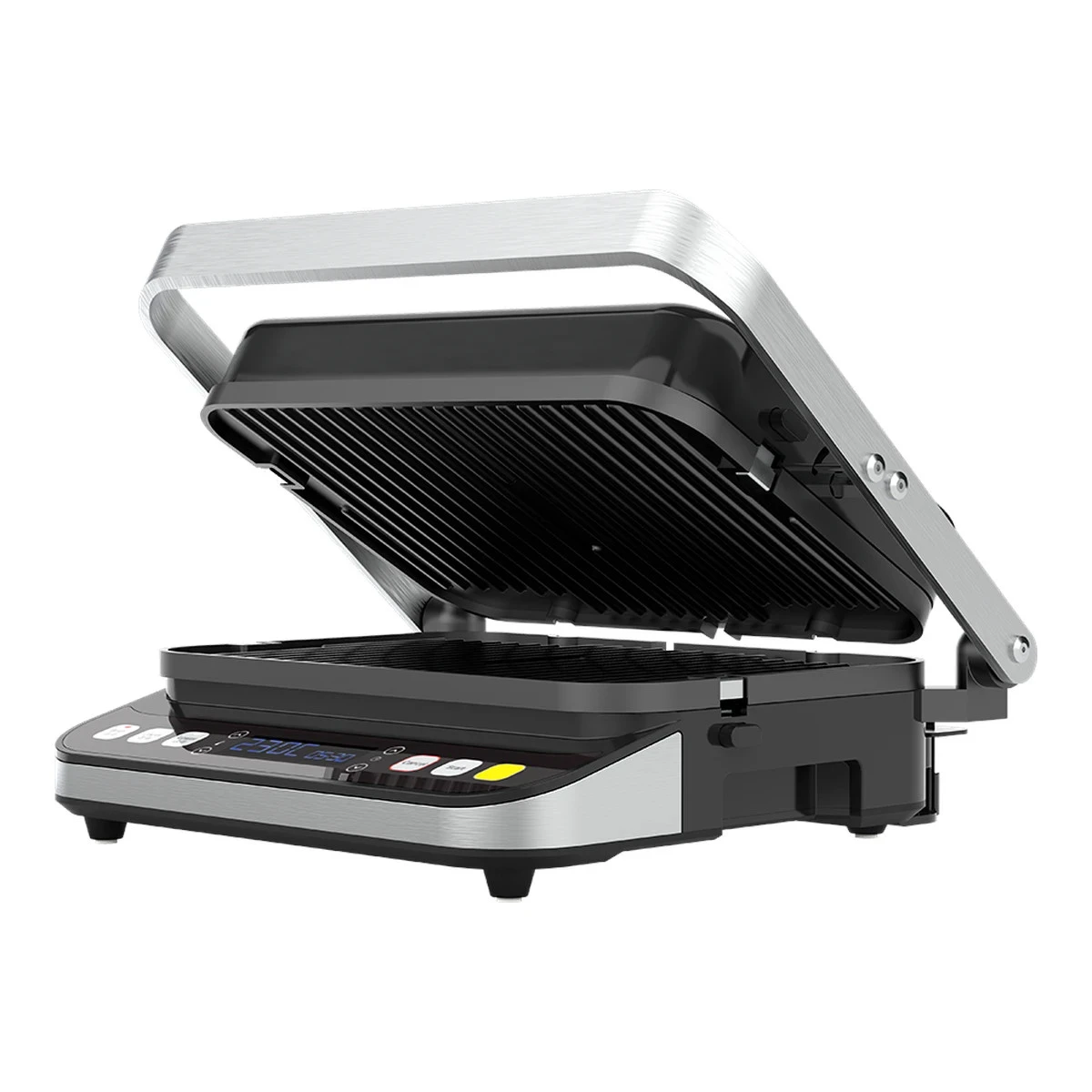 AENO ''Electric Grill EG1: 2000W, 3 heating modes - Upper Grill, Lower Grill, Both Grills Defrost, Max opening angle -180°, Temperature regulation, Timer, Removable double-sided plates, Plate size 320*220mm''