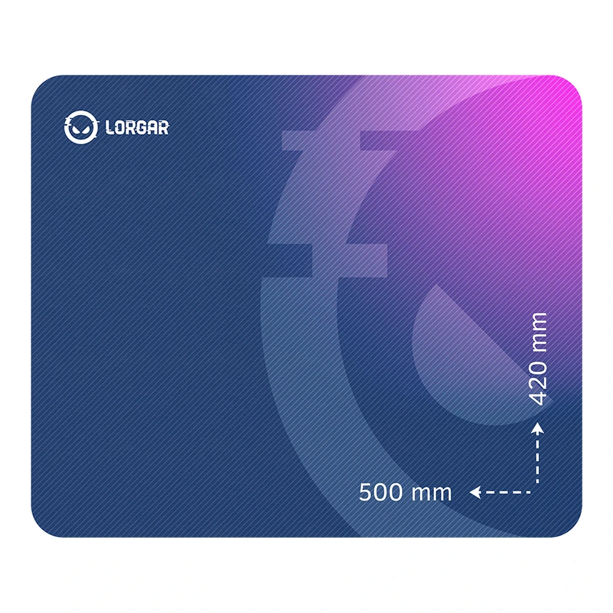 Lorgar Main 135, Gaming mouse pad, High-speed surface, Purple anti-slip rubber base, size: 500mm x 420mm x 3mm, weight 0.41kg