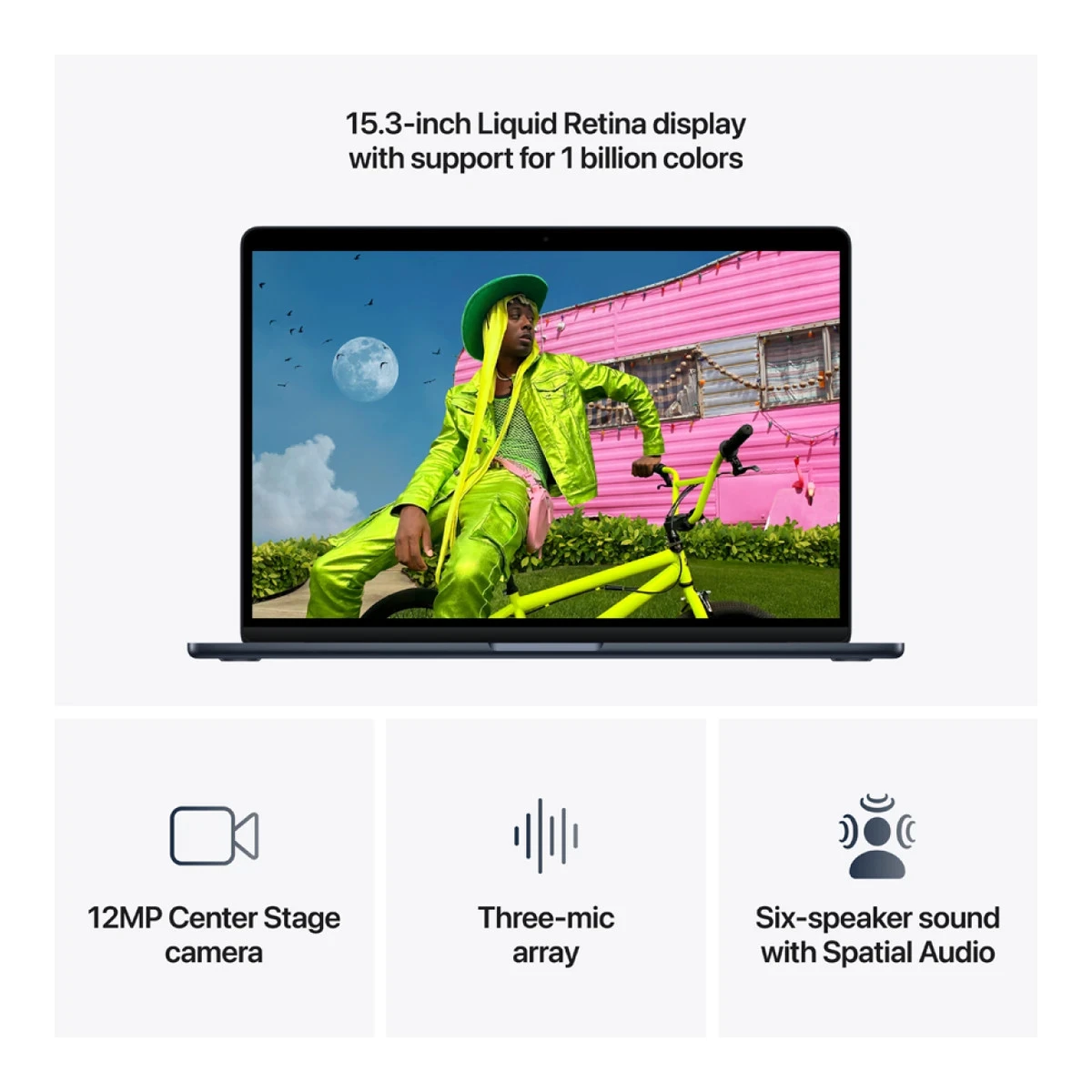 MacBook Air 15-inch,Midnight, Model A3448,M5 CHIP WITH 10C CPU, 10C GPU,16GB unified memory,35W Dual USB-C Power Adapter,512GB SSD storage, Two Thunderbolt 4 Ports,Touch ID,Liquid Retina display,Force Touch Trackpad, KEYBOARD-INT