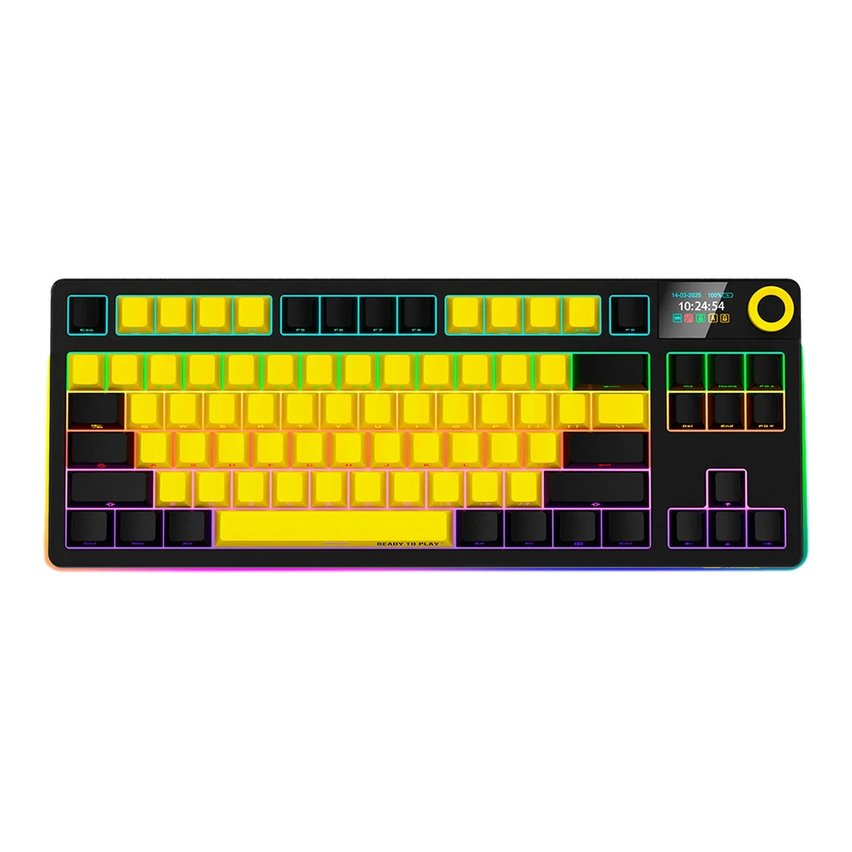 LORGAR KBP70TKLW, Wireless TKL Mechanical Gaming Keyboard Pro, Black/yellow, EN layout