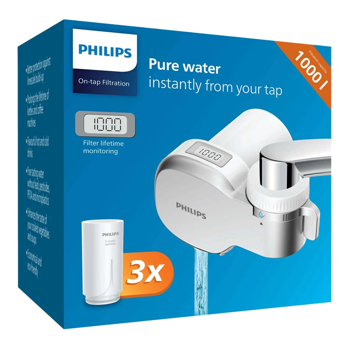 PHILIPS AWP3705P3/10 Filter za slavinu, digitalni timer, 99% mikrofiltracija, filter X-Guard, 3 filtera u pakovanju,