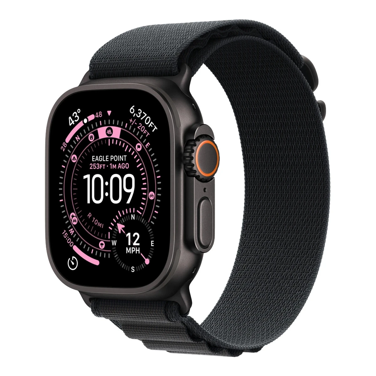 Apple Watch Ultra 3 Cellular 49mm Black Titanium Case with Black Alpine Loop - Large