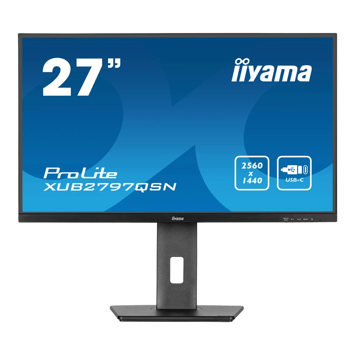 IIYAMA Monitor LED XUB2797QSN-B2 27" IPS 2560 x 1440 @100Hz 300 cd/m² 1300:1 1ms HDMI DP USB-C 65W RJ45 Daisy Chain USB Hub 3.2 height, swivel, tilt, pivot (rotation both sides), 3-side borderless design, matte finish