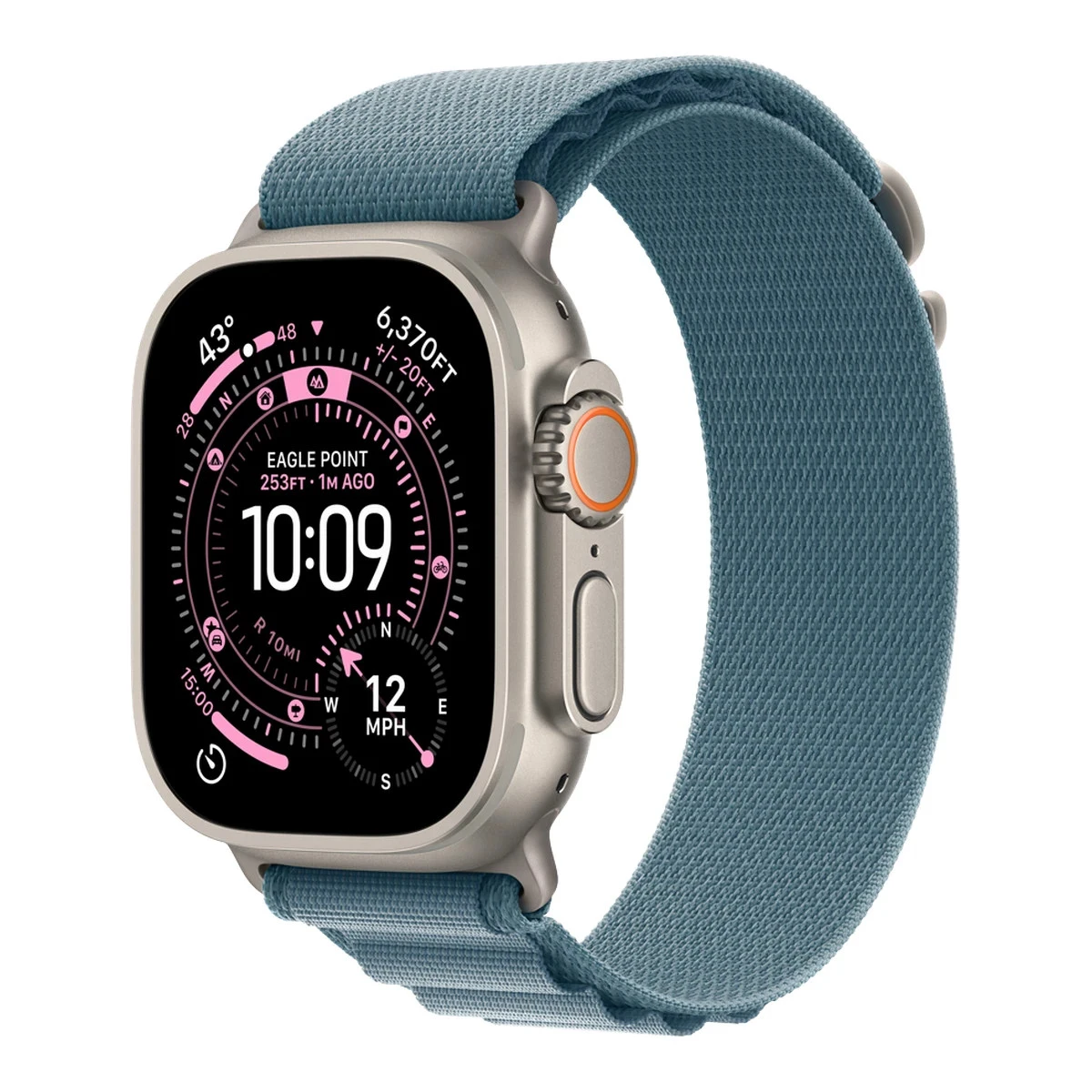 Apple Watch Ultra 3 Cellular 49mm Natural Titanium Case with Light Blue Alpine