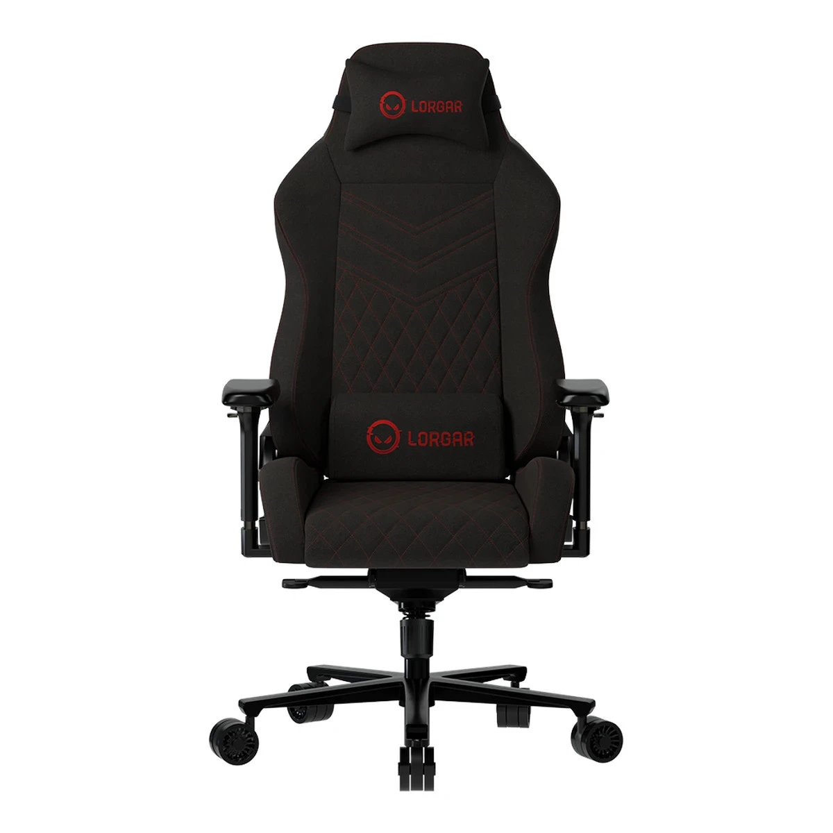 LORGAR Ace 422, Gaming chair, Anti-stain durable fabric, 1.8 mm metal frame, multiblock mechanism, 4D armrests, 5 Star aluminium base, Class-4 gas lift, 75mm PU casters, Black + red