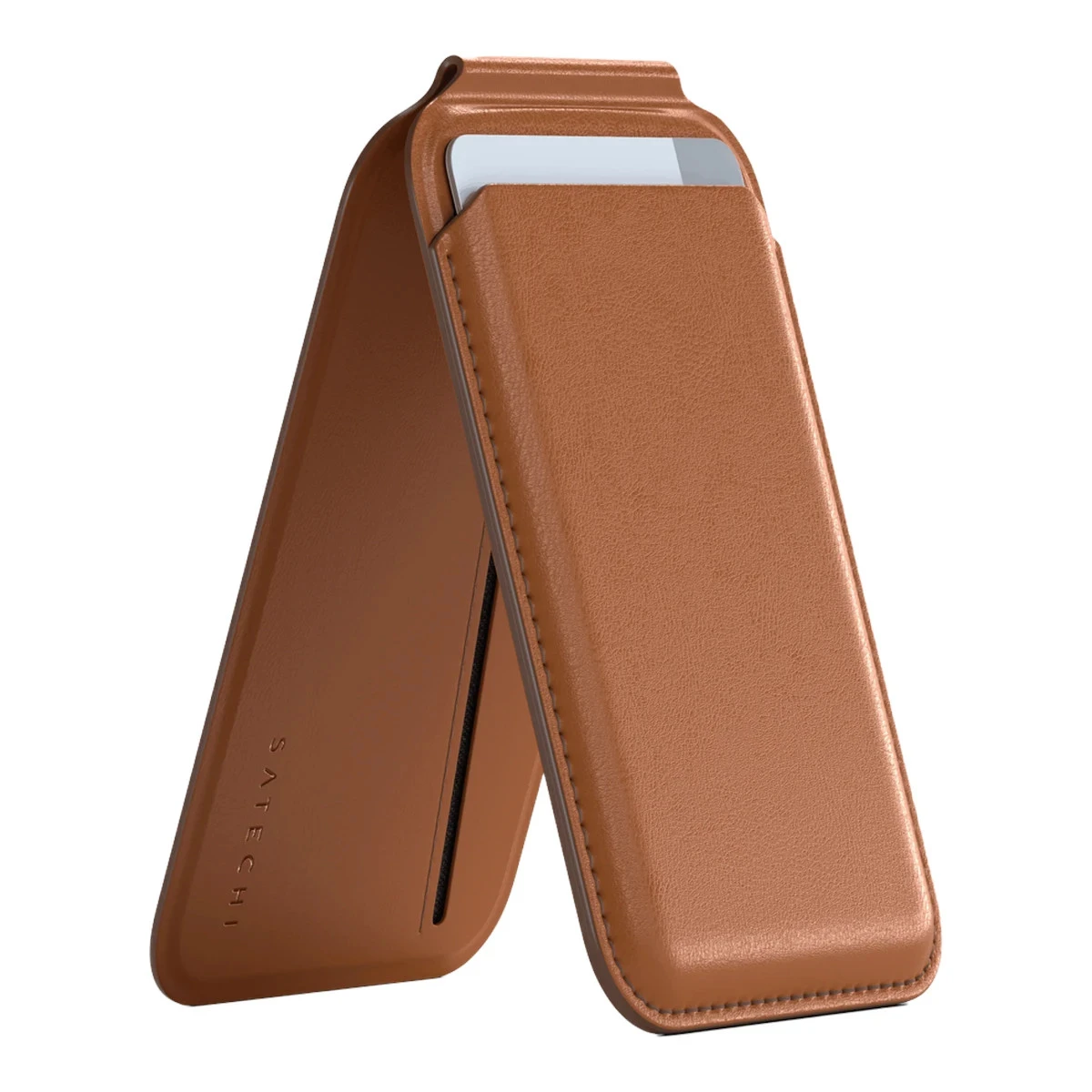 SATECHI Vegan-Leather Magnetic Wallet Stand (Brown)