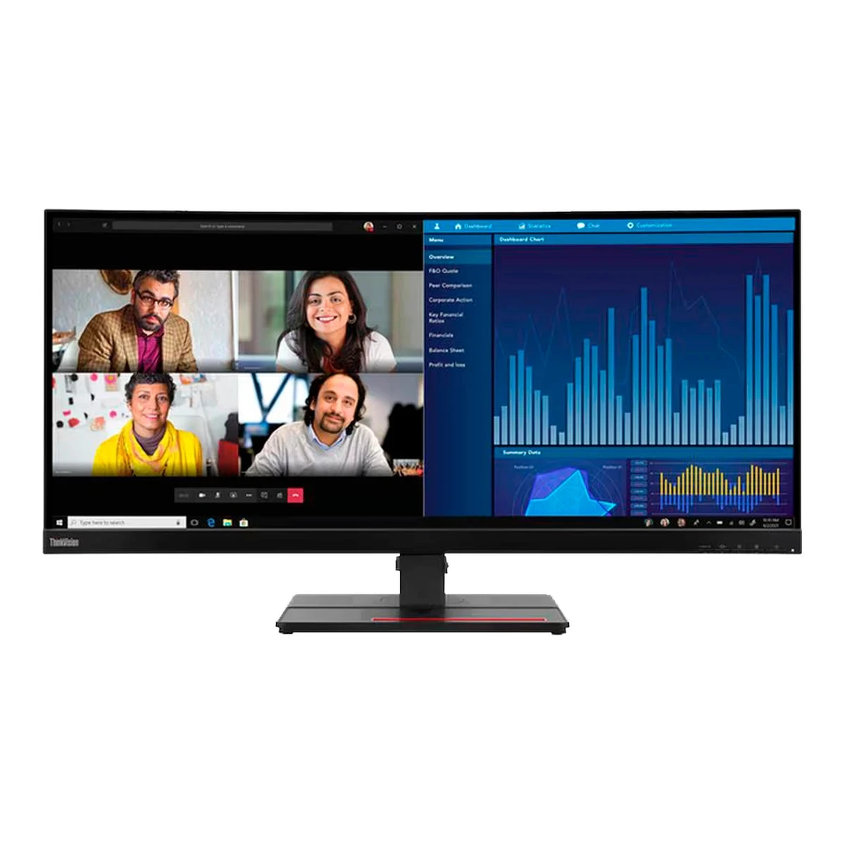 ThinkVision P34w-20, Curved 34.14" IPS, 3440x1440 FHD, Anti-glare, 1000:1, 300 nits, 60Hz, 178 / 178, 21:9, 4/6ms, 3800R, 3Wx2, Tilt, Swivel, Height Adjust Stand, 2x HDMI, 1x DP, 1x DP Out, RJ45, 5x USB 3.2, VESA, 3Yr