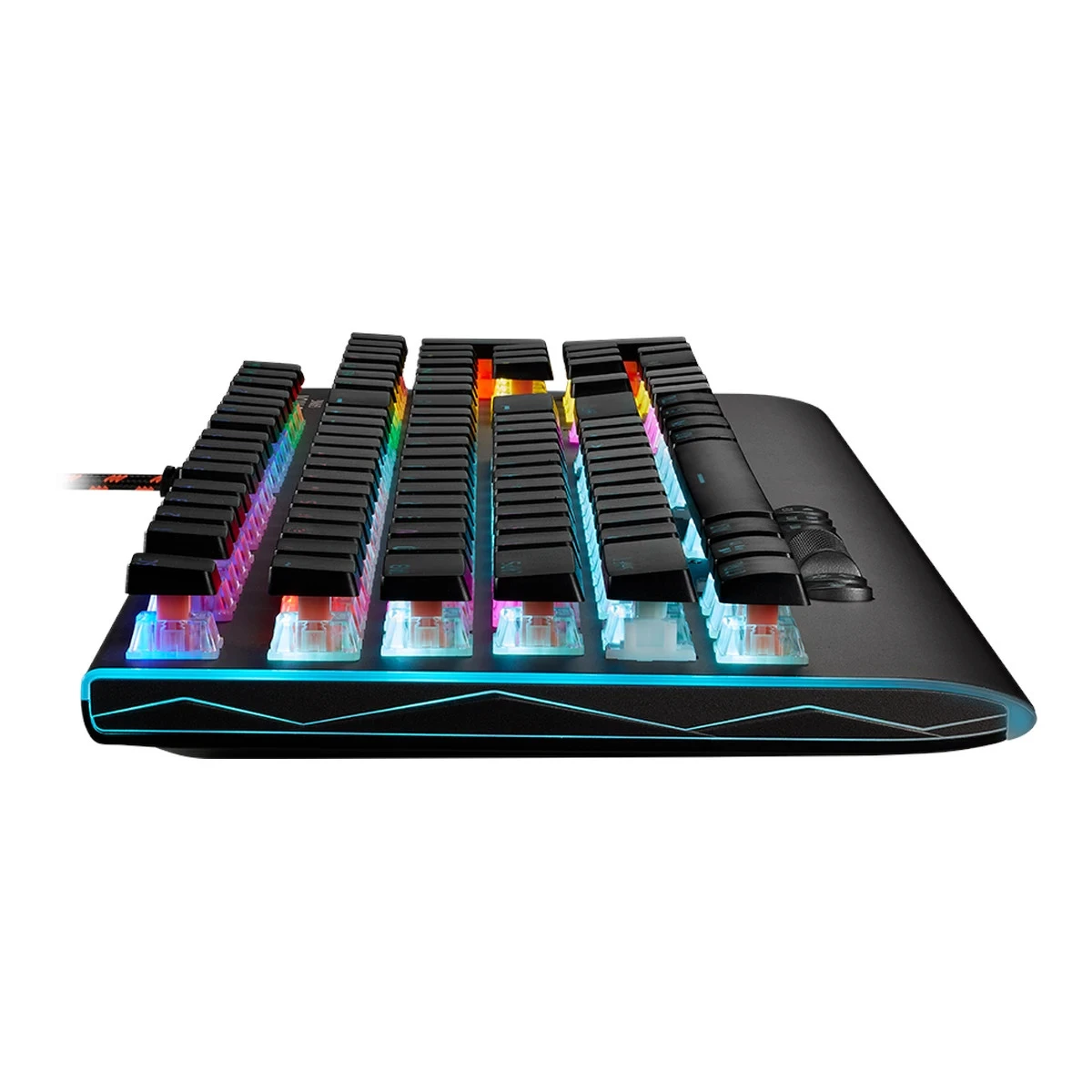 CANYON Interceptor GK-8, Wired multimedia gaming keyboard with lighting effect, 20pcs rainbow LED & 19pcs RGB light, Numbers 104keys, EN double injection layout, cable length 1.8M, 446*160*40mm, 0.98kg, color Dark grey