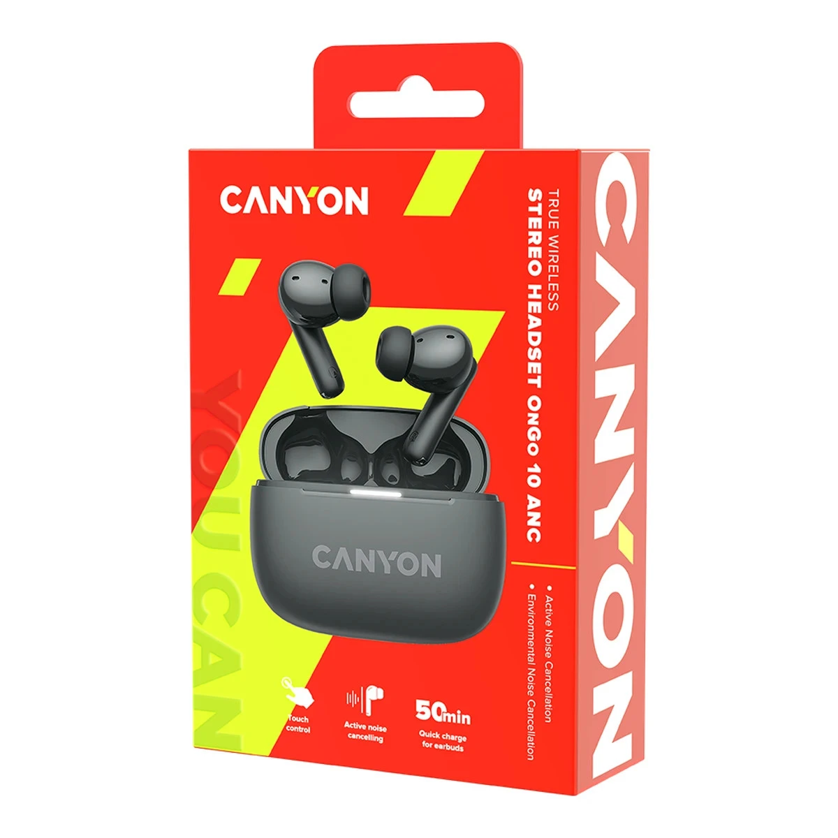CANYON headset OnGo TWS-10 ANC+ENC Grey