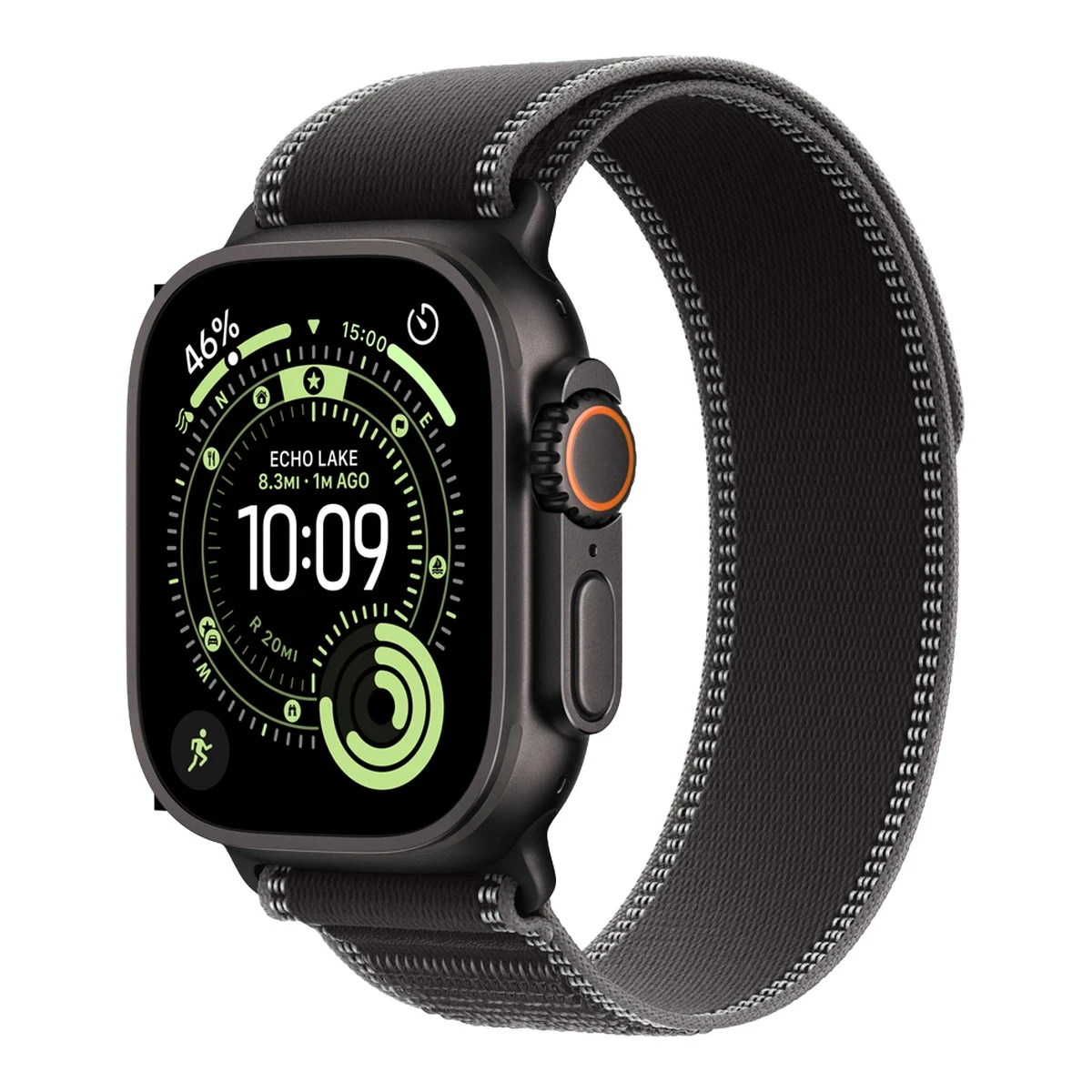 Apple Watch Ultra 3 Cellular 49mm Black Titanium Case with Black/Charcoal Trail Loop - M/L