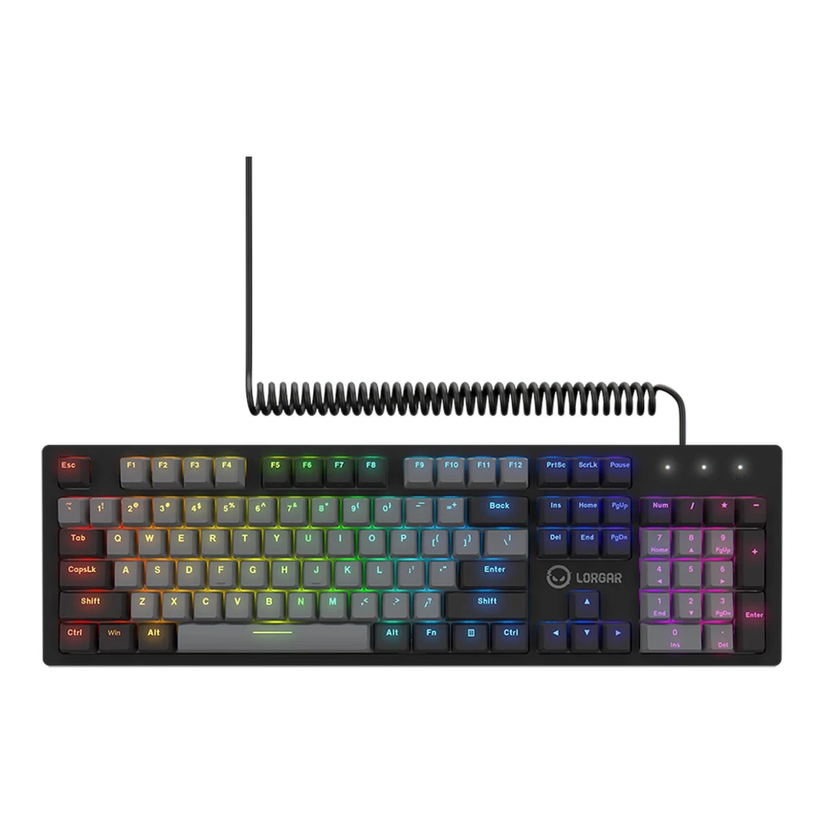 LORGAR Azar 514, Wired mechanical gaming keyboard, RGB backlight, 1680000 colour variations, 18 modes, keys number: 104, 50M clicks, linear dream switches, spring cable up to 3.4m, ABS plastic+metal, magnetic cover, 450*136*39mm, 1.17kg, black, EN layout