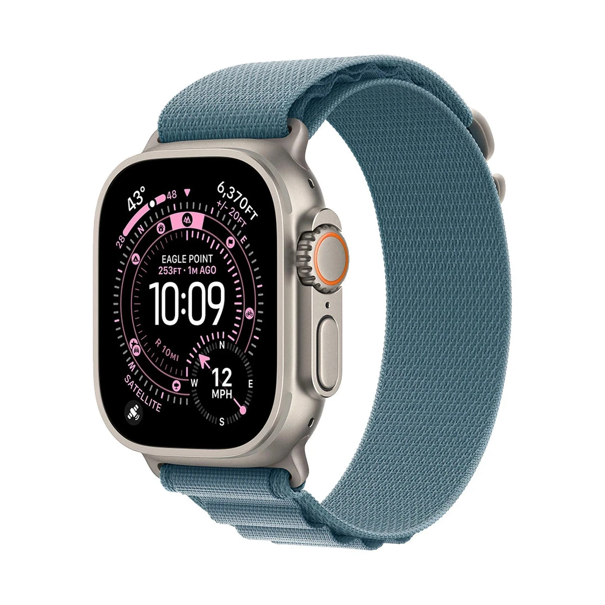 Apple Watch Ultra 3 Cellular 49mm Natural Titanium Case with Light Blue Alpine Loop - Large