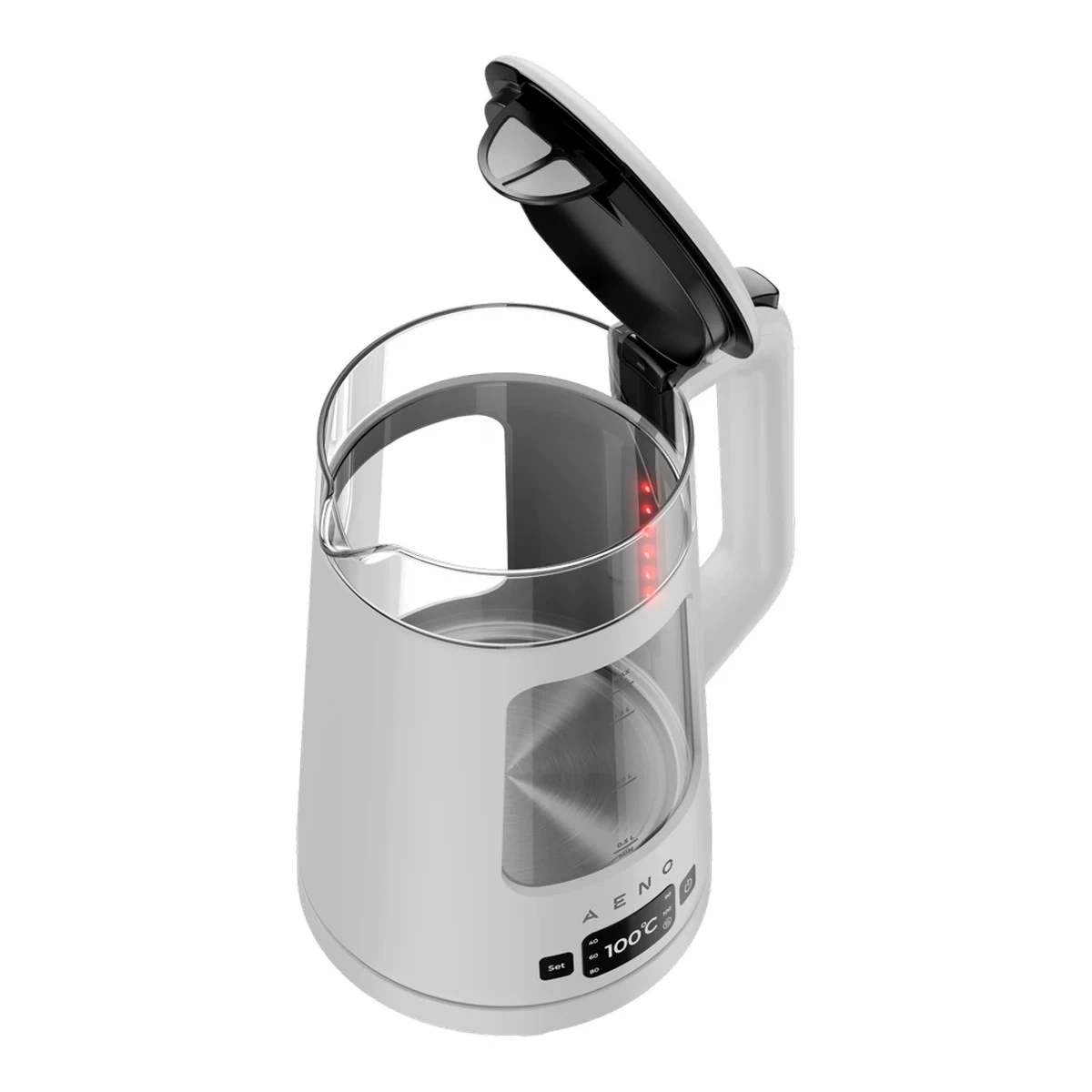 AENO Electric Kettle EK6: 1850-2200W, 2L, Strix, Square-shaped body, Transparent lid, High Resistant Glass, LED-Illumination, Auto Power Off, Dry tank Protection
