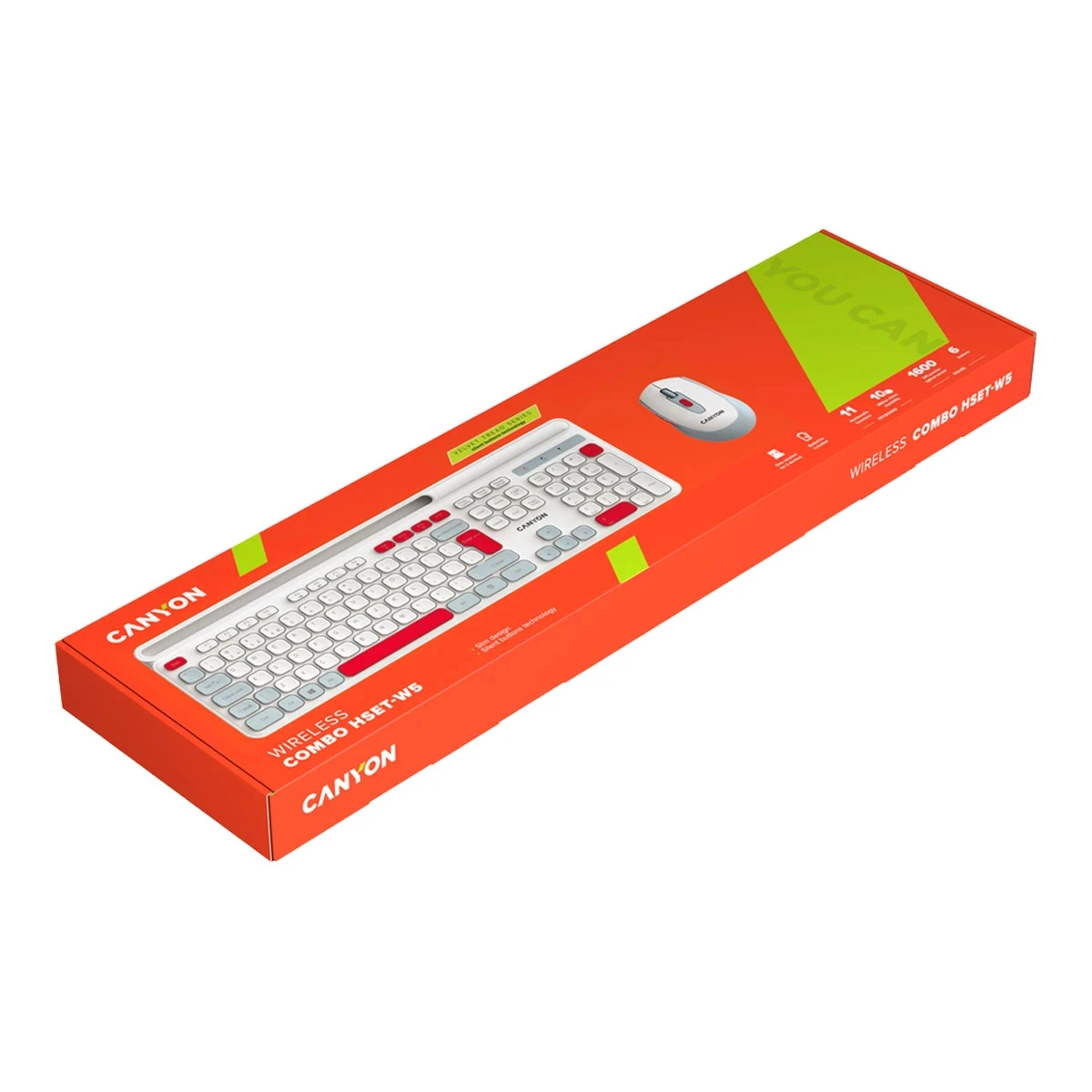 CANYON HSET-W5 EN Keyboard+Mouse AAA+AA Wireless White