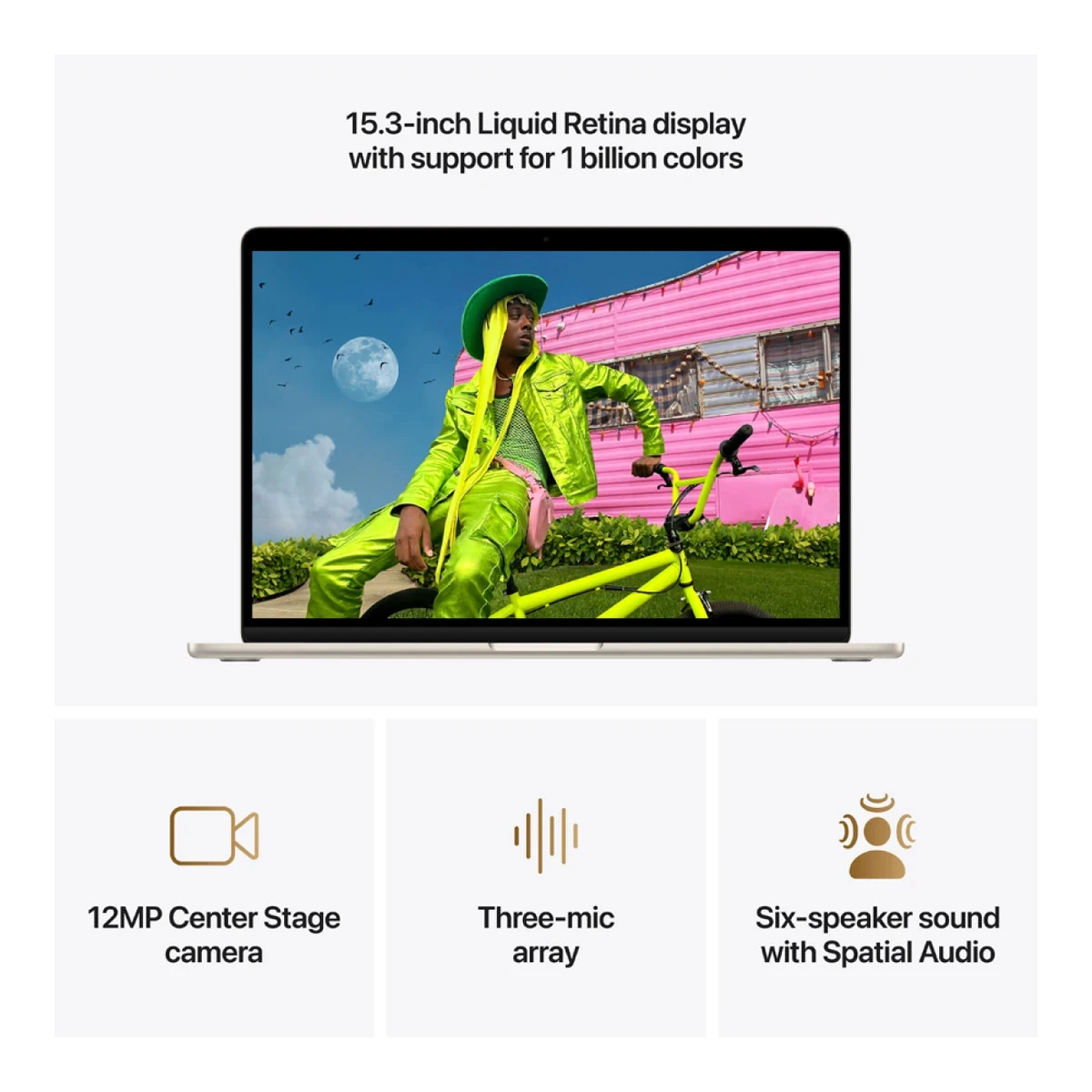 MacBook Air 15-inch,Starlight, Model A3448, M5 CHIP WITH 10C CPU, 10C GPU,16GB unified memory,35W Dual USB-C Power Adapter,512GB SSD storage,Two Thunderbolt 4 Ports,Touch ID,Liquid Retina display,Force Touch Trackpad, KEYBOARD-INT