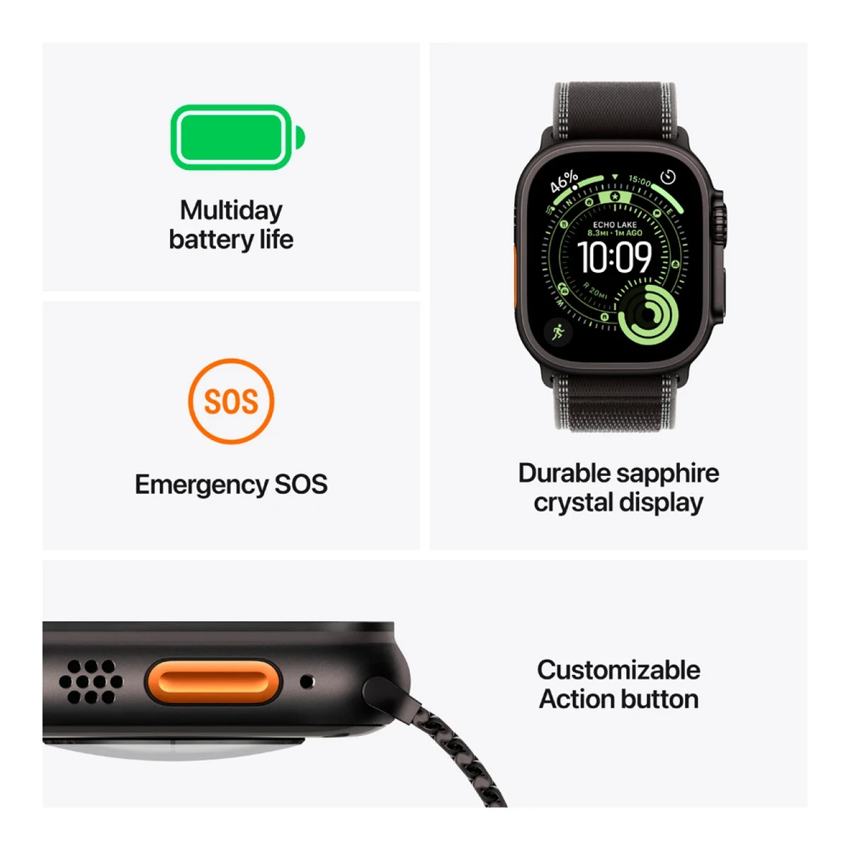 Apple Watch Ultra 3 Cellular 49mm Black Titanium Case with Black Alpine Loop - Large