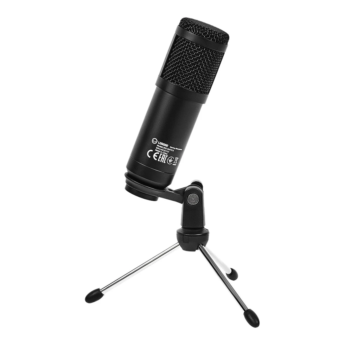 LORGAR Soner 313, Gaming Microphones, Black, USB condenser microphone with Volume Knob & Echo Kob, including 1x Microphone, 1 x 2.5M USB Cable, 1 x Tripod Stand, 1 x User Manual, body size: Φ47.4*158.2*48.1mm, weight: 243.0g