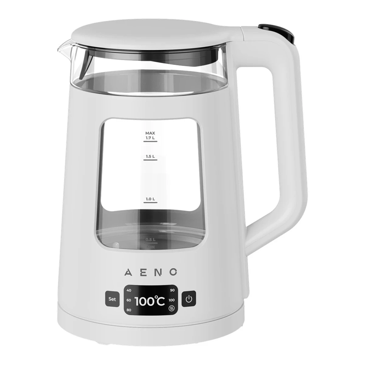 AENO Electric Kettle EK6: 1850-2200W, 2L, Strix, Square-shaped body, Transparent lid, High Resistant Glass, LED-Illumination, Auto Power Off, Dry tank Protection