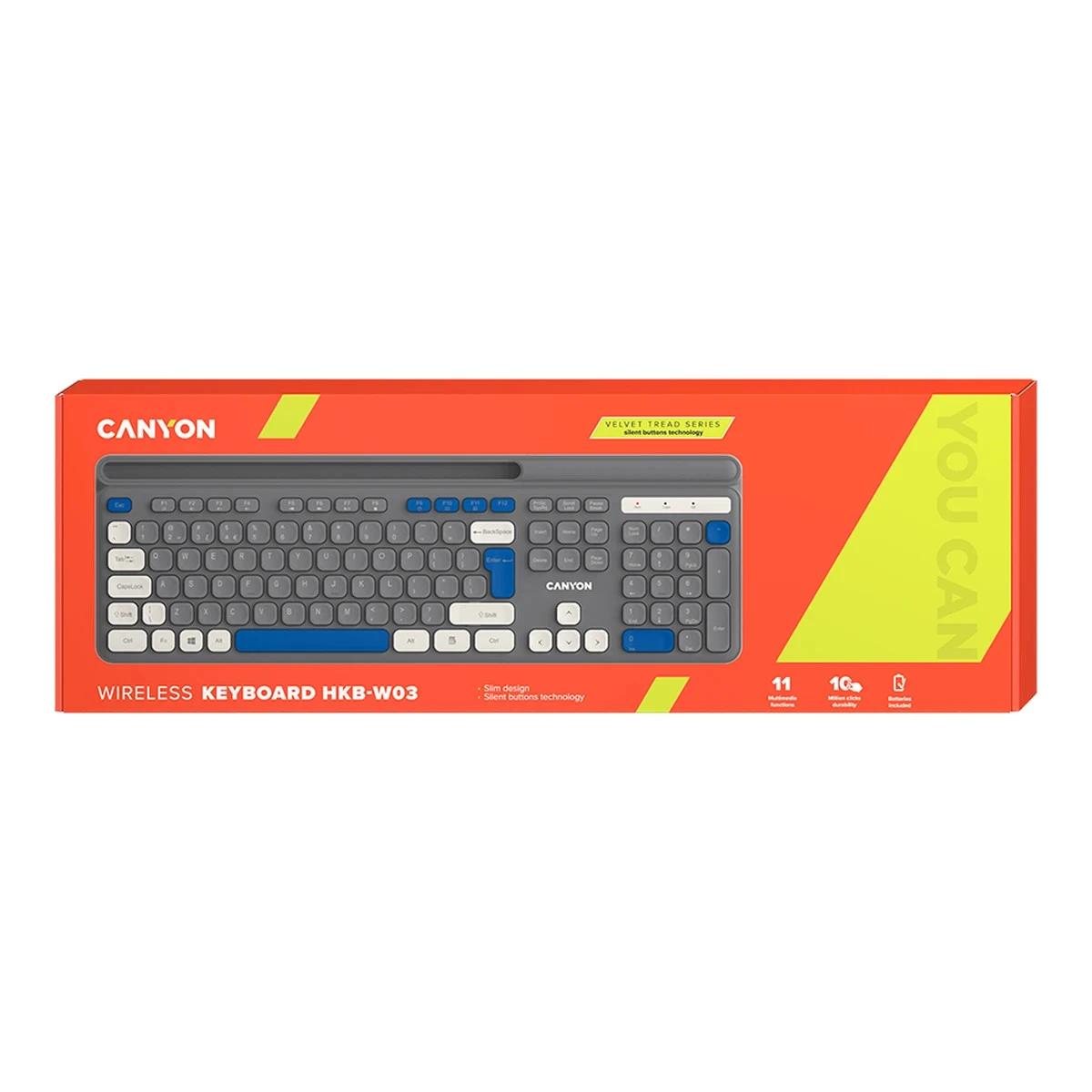 CANYON keyboard HKB-W03 EN AAA Wireless Grey