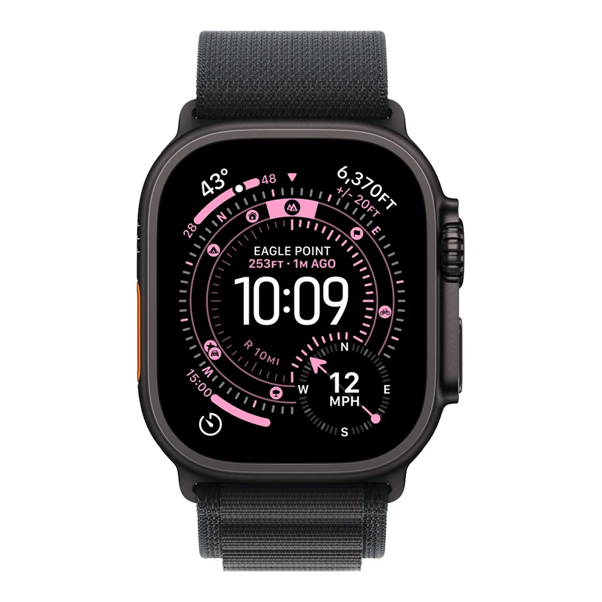 Apple Watch Ultra 3 Cellular 49mm Black Titanium Case with Black Alpine Loop - Large