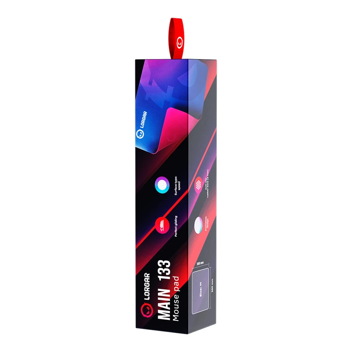 Lorgar Main 133, Gaming mouse pad, High-speed surface, Purple anti-slip rubber base, size: 360mm x 300mm x 3mm, weight 0.2kg