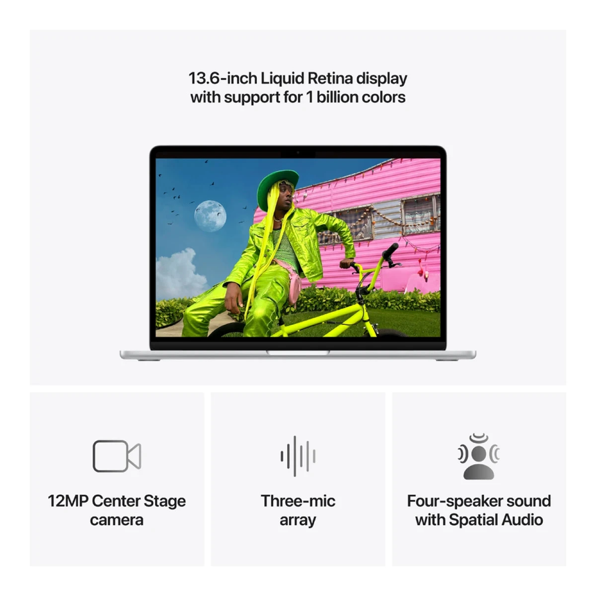 MacBook Air 13-inch,Silver,Model A3449,M5 CHIP WITH 10C CPU, 10C GPU,16GB unified memory,30W USB-C Power Adapter,512GB SSD storage,Two Thunderbolt 4 Ports,Touch ID, Liquid Retina display,Force Touch Trackpad, KEYBOARD-INT