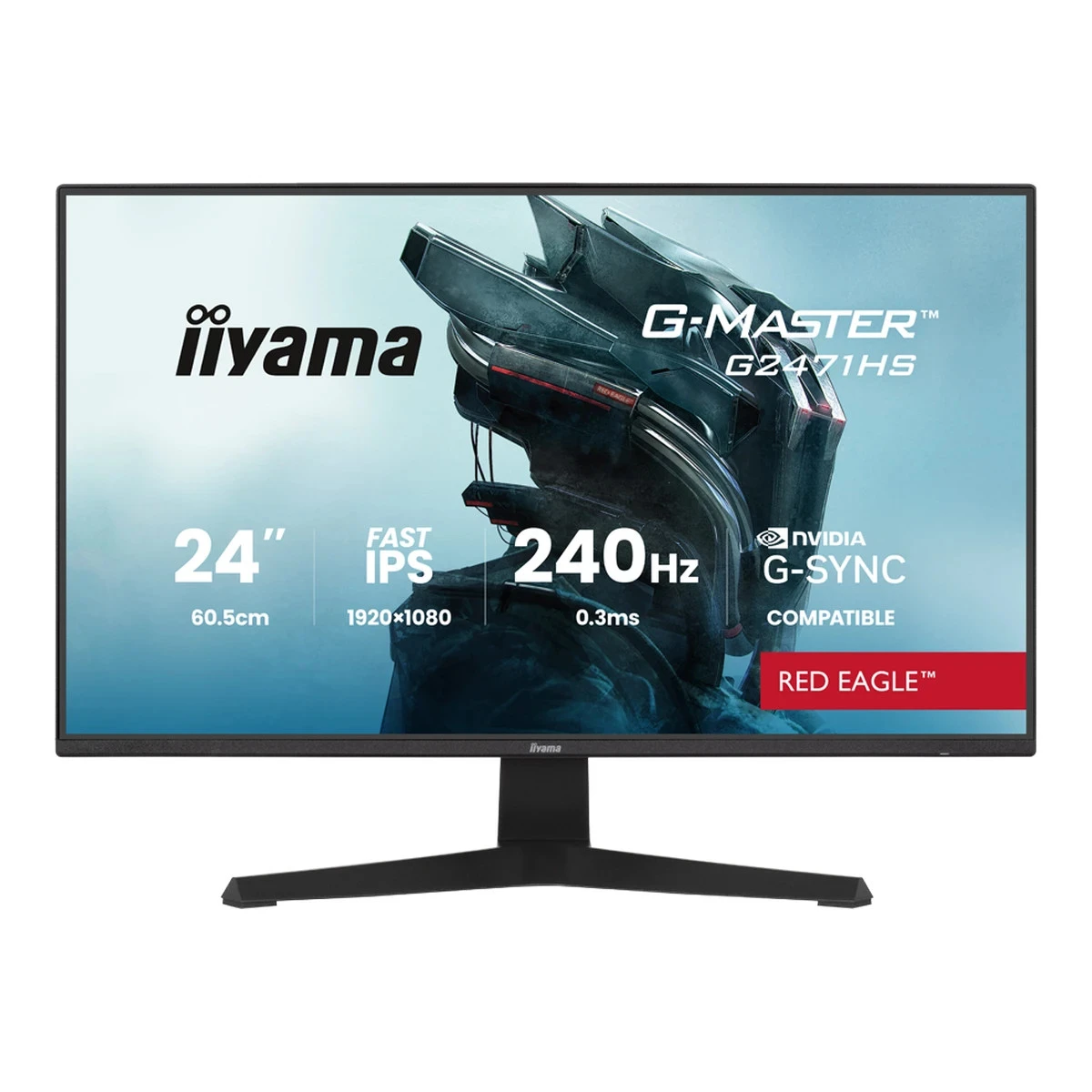 IIYAMA Gaming Monitor G2471HS-B1 G-MASTER 23.8" Fast IPS 1920 x 1080 350cd 1000:1 0.3ms HDMI DP Tilt