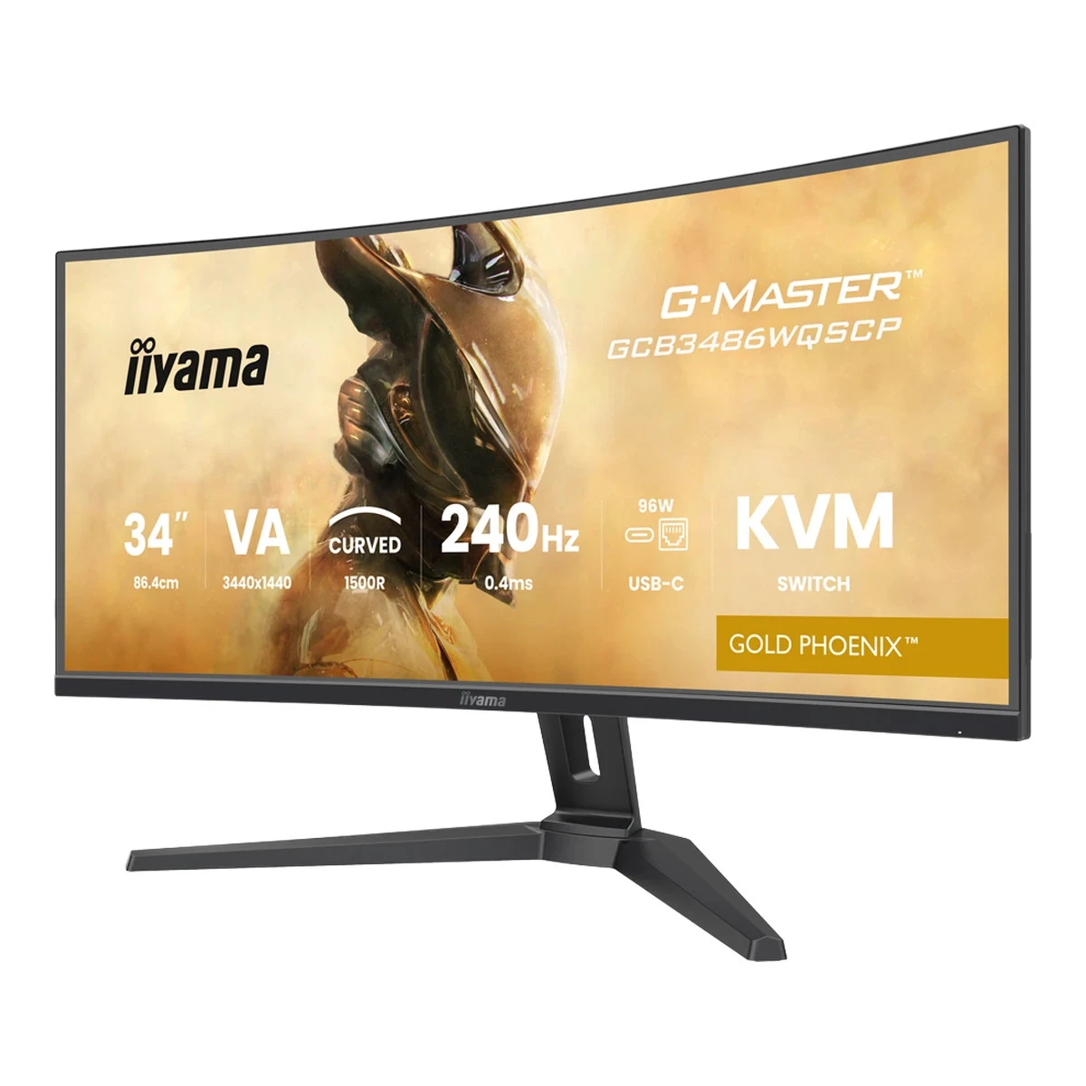 34" UW VA-panel, Curved Gaming 1500R,G-Master Gold Phoenix, 3440x1440-240Hz (21:9),0,4ms (MPRT),500cdm HDR400,FreeSync Premium,Speakers,2xHDMI (2.1) VRR/ALLM,2xDisplayPort, USB-C DOCK (LAN/KVM/95W PD),USB 2x3,2+1xC, PIP/PBP,13cm Height Adj. Stand