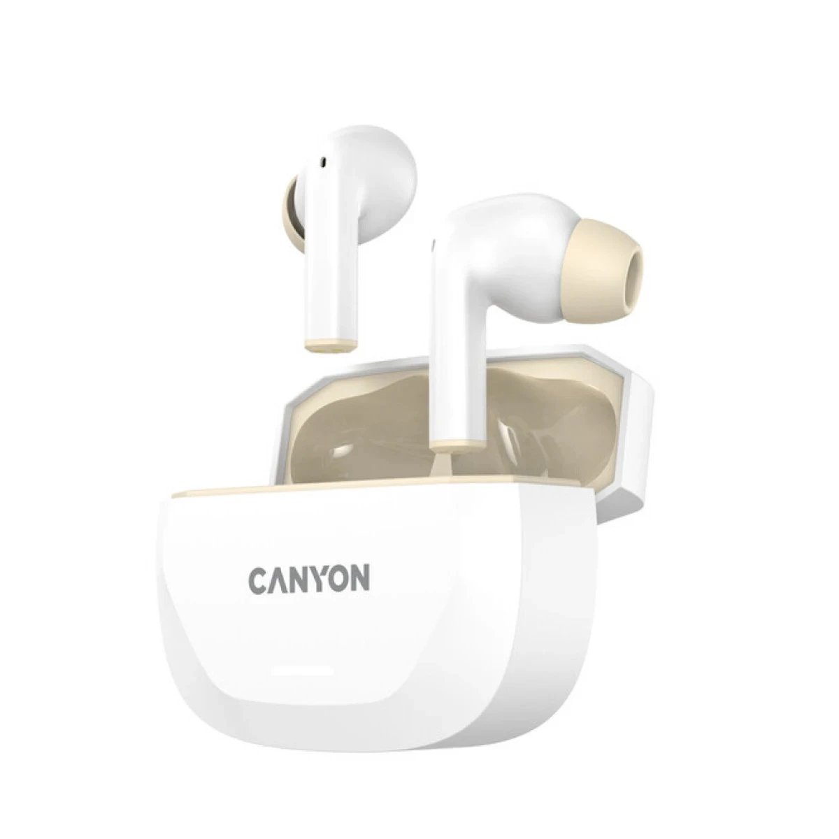 CANYON headset HEXAGON 7 TWS ANC+ENC Wireless Charge White Beige