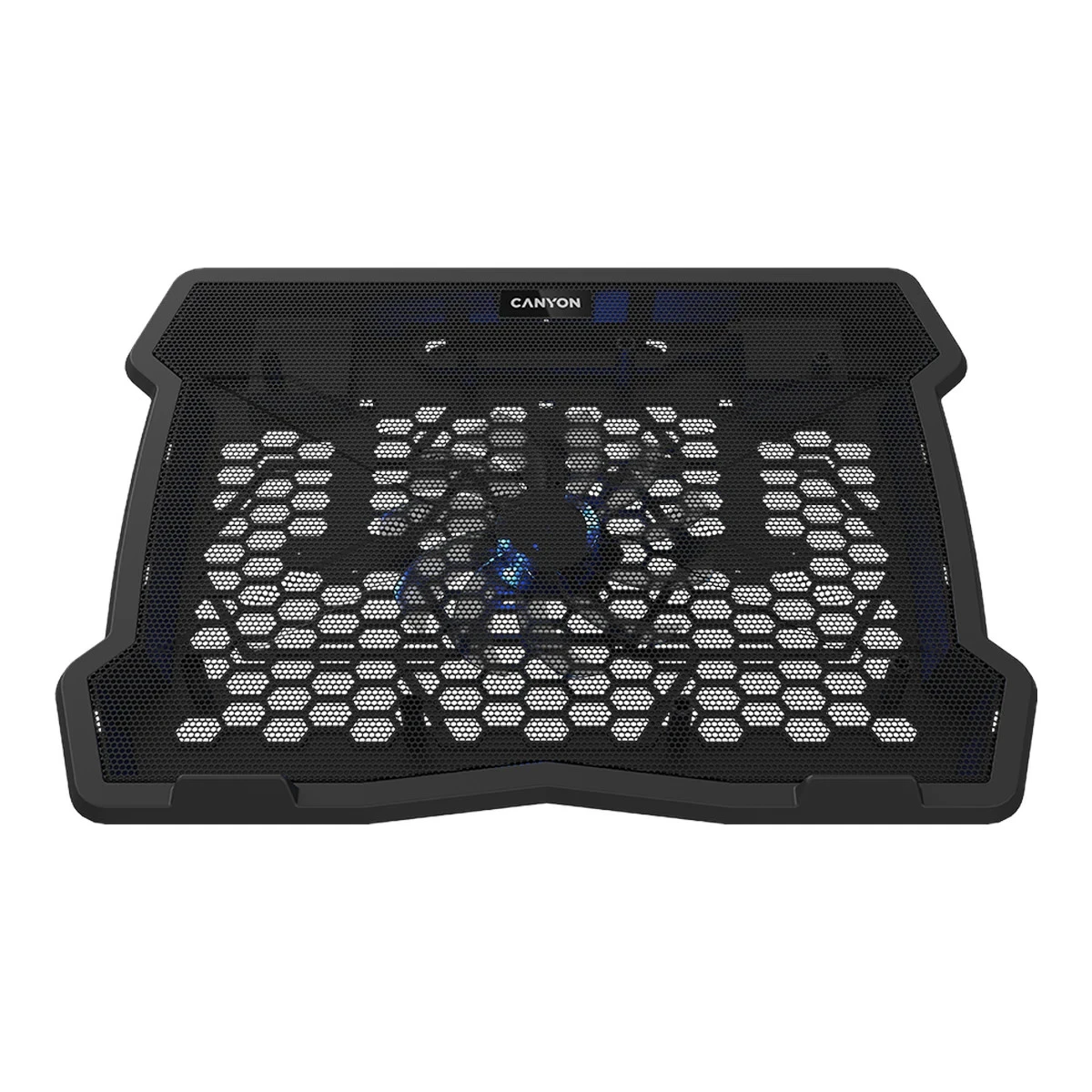 CANYON NS02, Cooling stand single fan with 2x2.0 USB hub, support up to 10”-15.6” laptop, ABS plastic and iron, Fans dimension:125*125*15mm(1pc), DC 5V, fan speed: 800-1000RPM, size:340*265*30mm, 406g