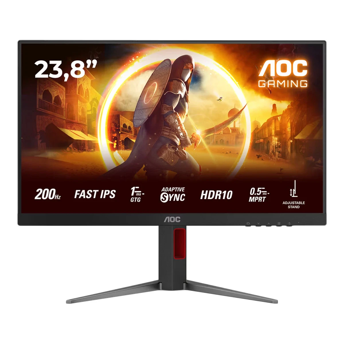 AOC Gaming Monitor 24G4HA 24" 200Hz Fast IPS, 1920x1080 FHD, 0.5ms MPRT / 1ms GtG, 1000:1, 178/178, Adaptive Sync / G-Sync Compatible, HDR10, 2xHDMI 2.0 / DP 1.4 / Audio Out + 2x2W, Full Ergo, Bl