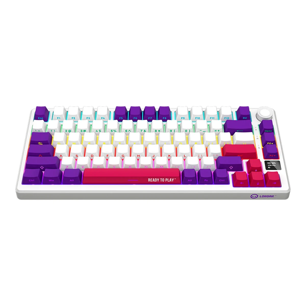 LORGAR KBP7075W, Wireless 75% Mechanical Gaming Keyboard Pro, White, EN layout