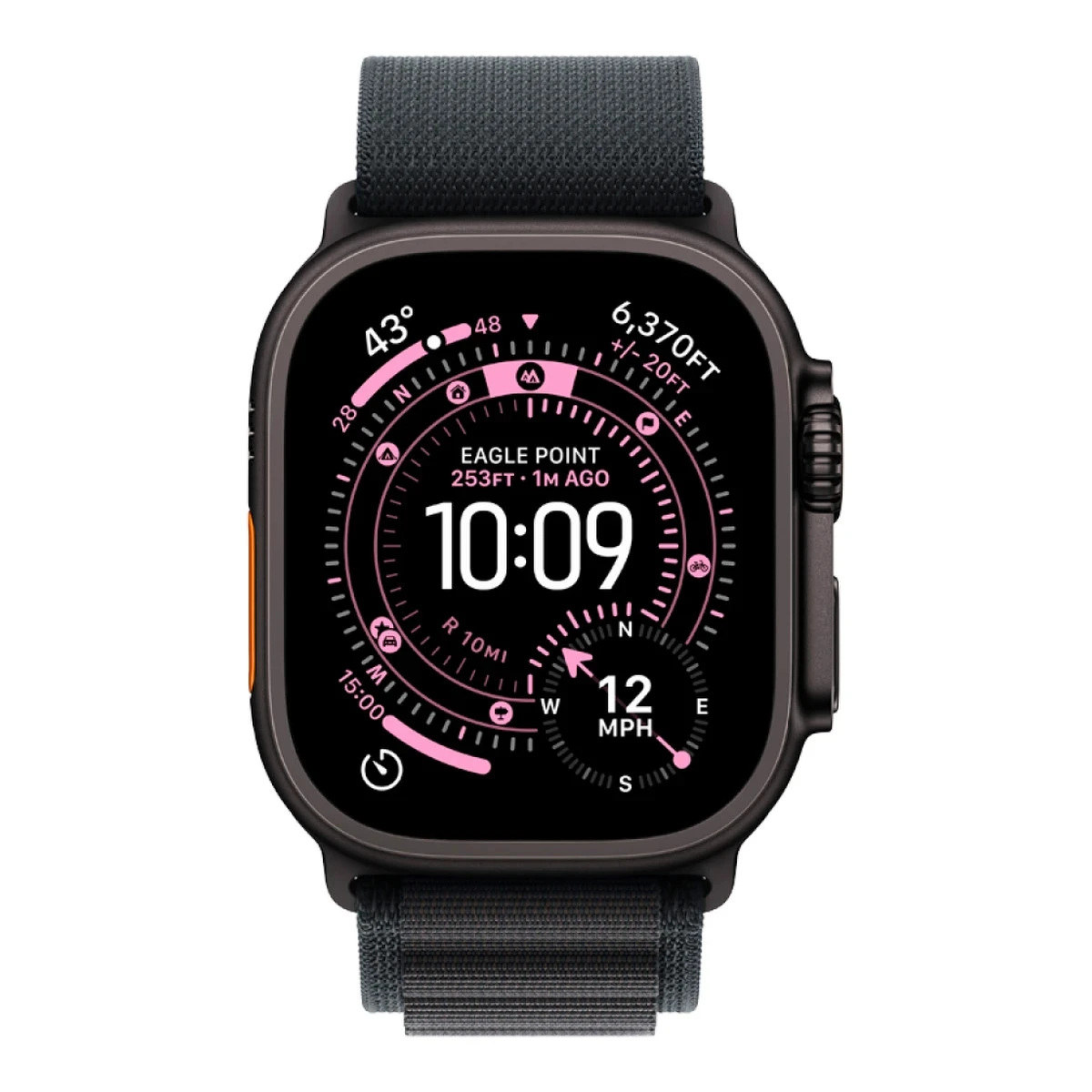 Apple Watch Ultra 3 Cellular 49mm Black Titanium Case with Black Alpine Loop - Large