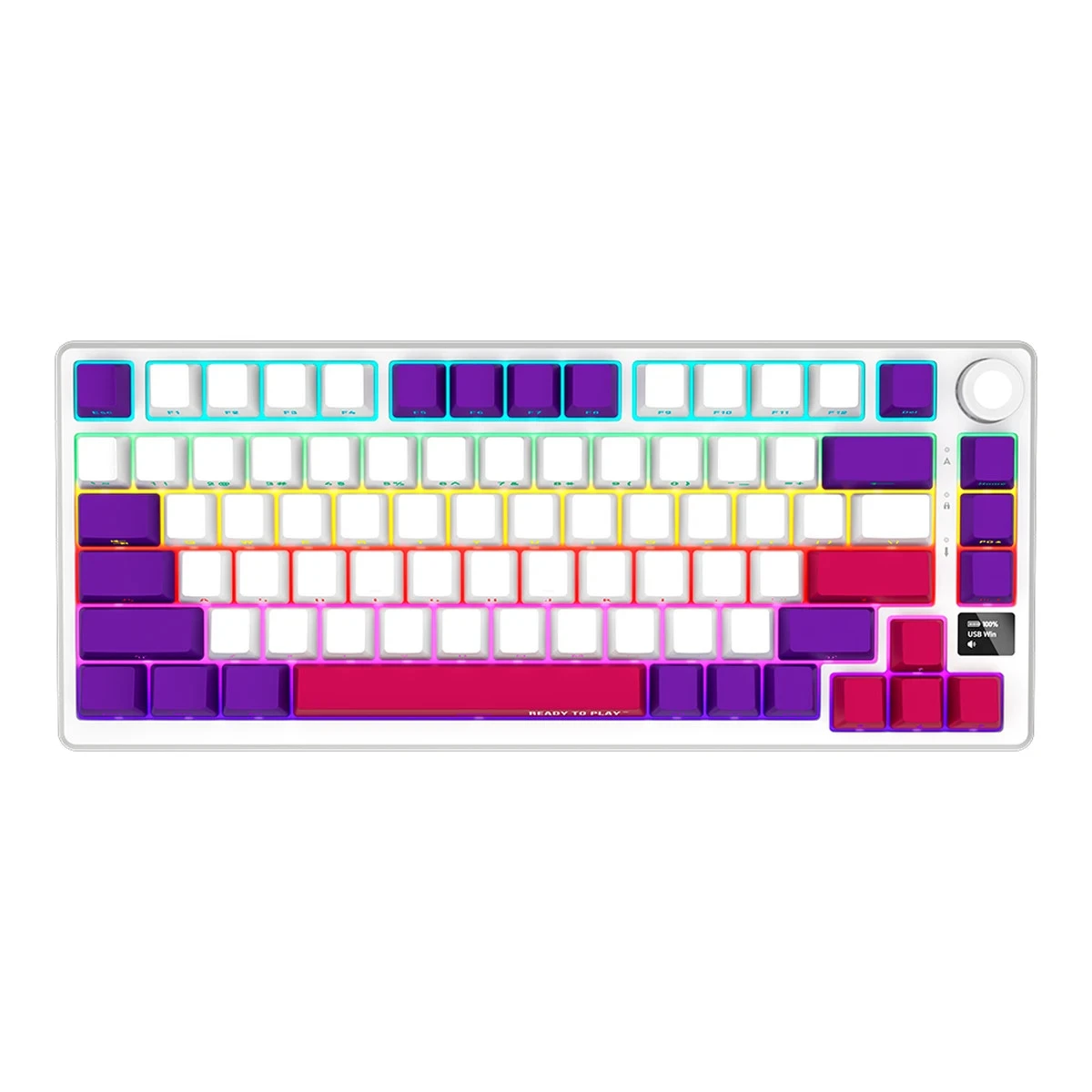 LORGAR KBP7075W, Wireless 75% Mechanical Gaming Keyboard Pro, White, EN layout
