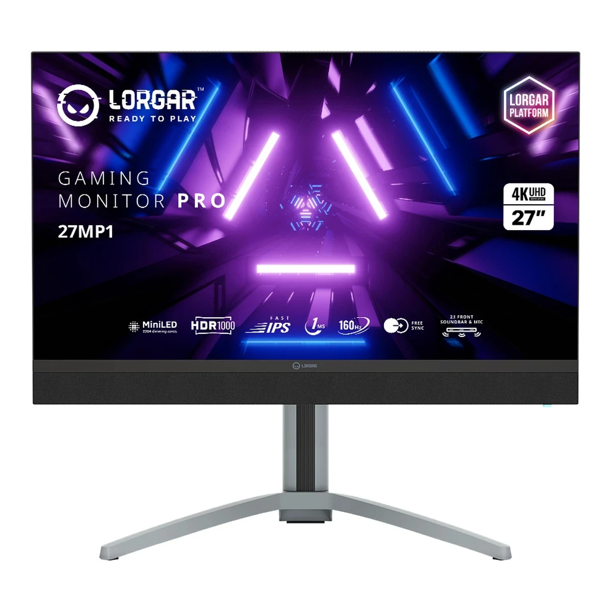 LORGAR 27MP1, UHD MiniLED Gaming Monitor Pro, 27'' (3840*2160) fast IPS flat monitor, black/milky grey